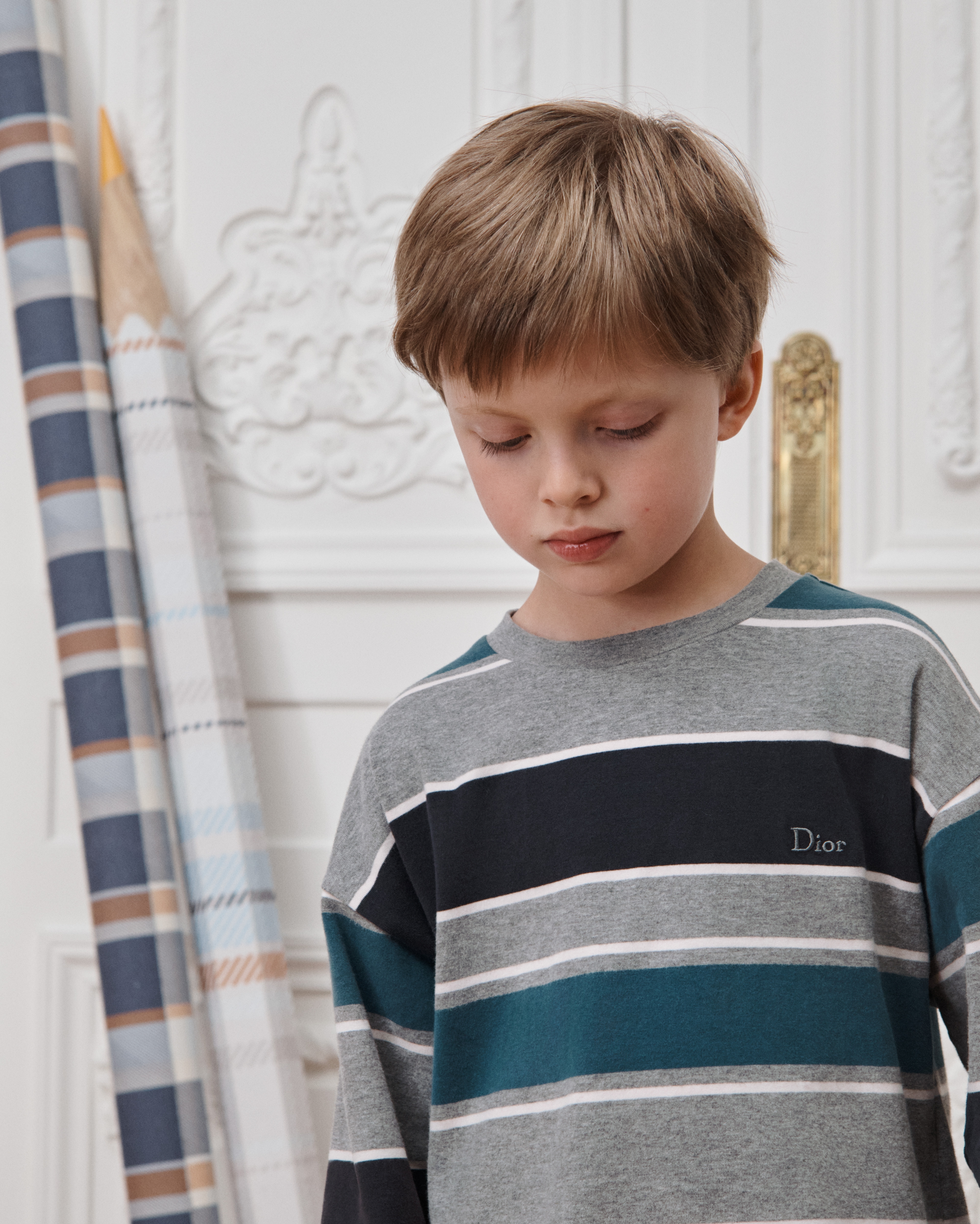 Kids' Long-Sleeved T-Shirt Multicolor Striped Cotton Jersey E03