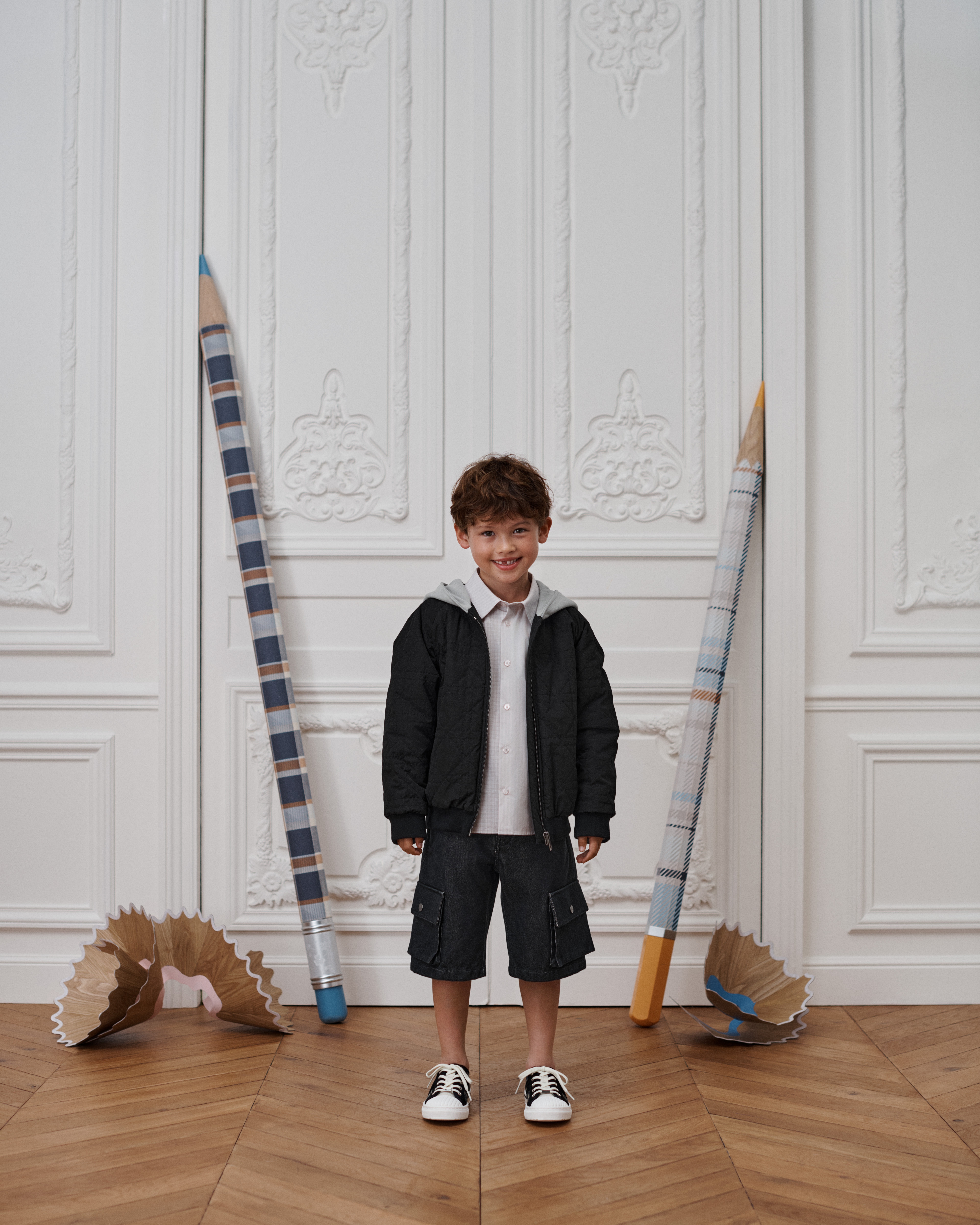 Kids' Jacket Black Cannage Quilted Technical Fabric E01