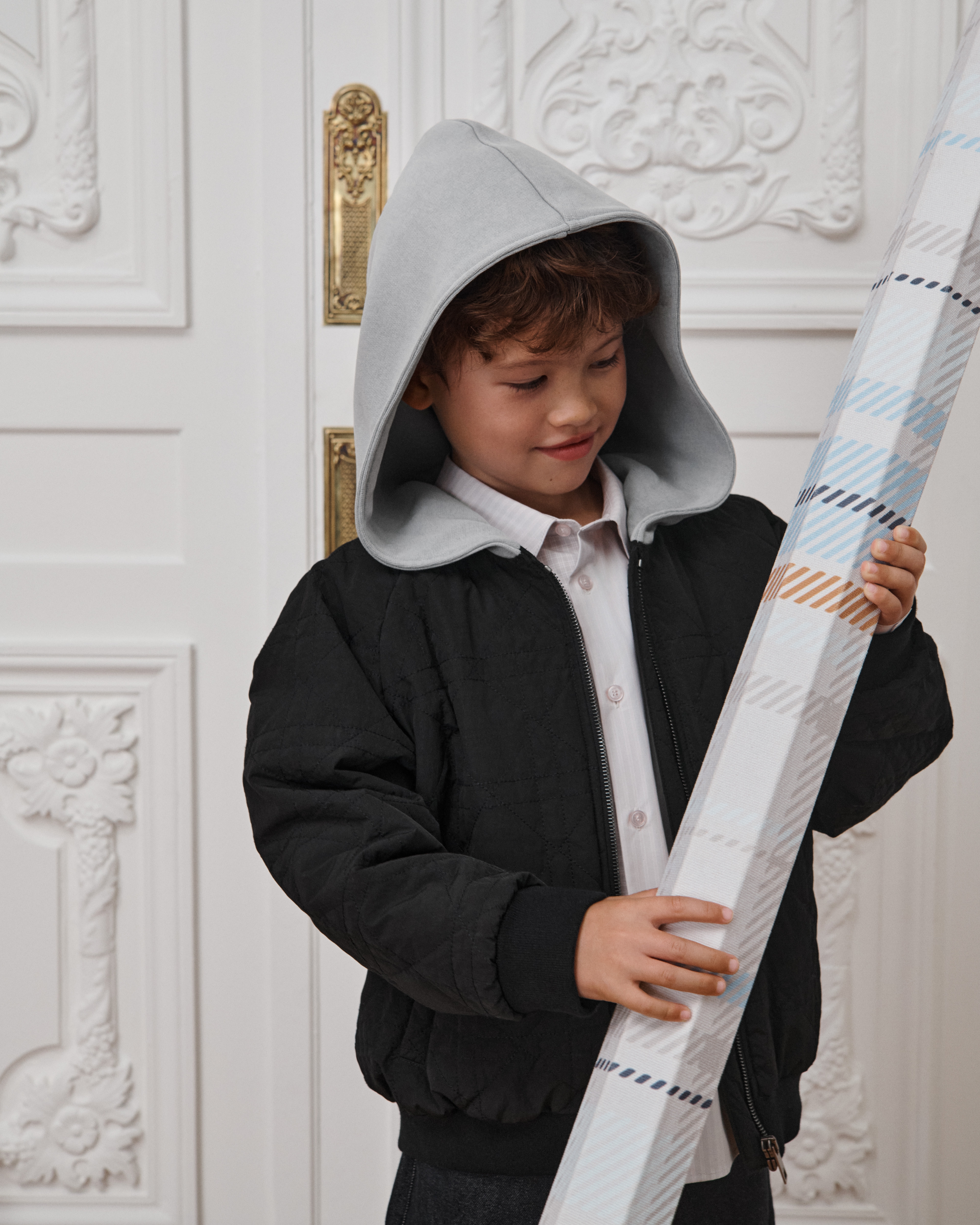 Kids' Jacket Black Cannage Quilted Technical Fabric E03