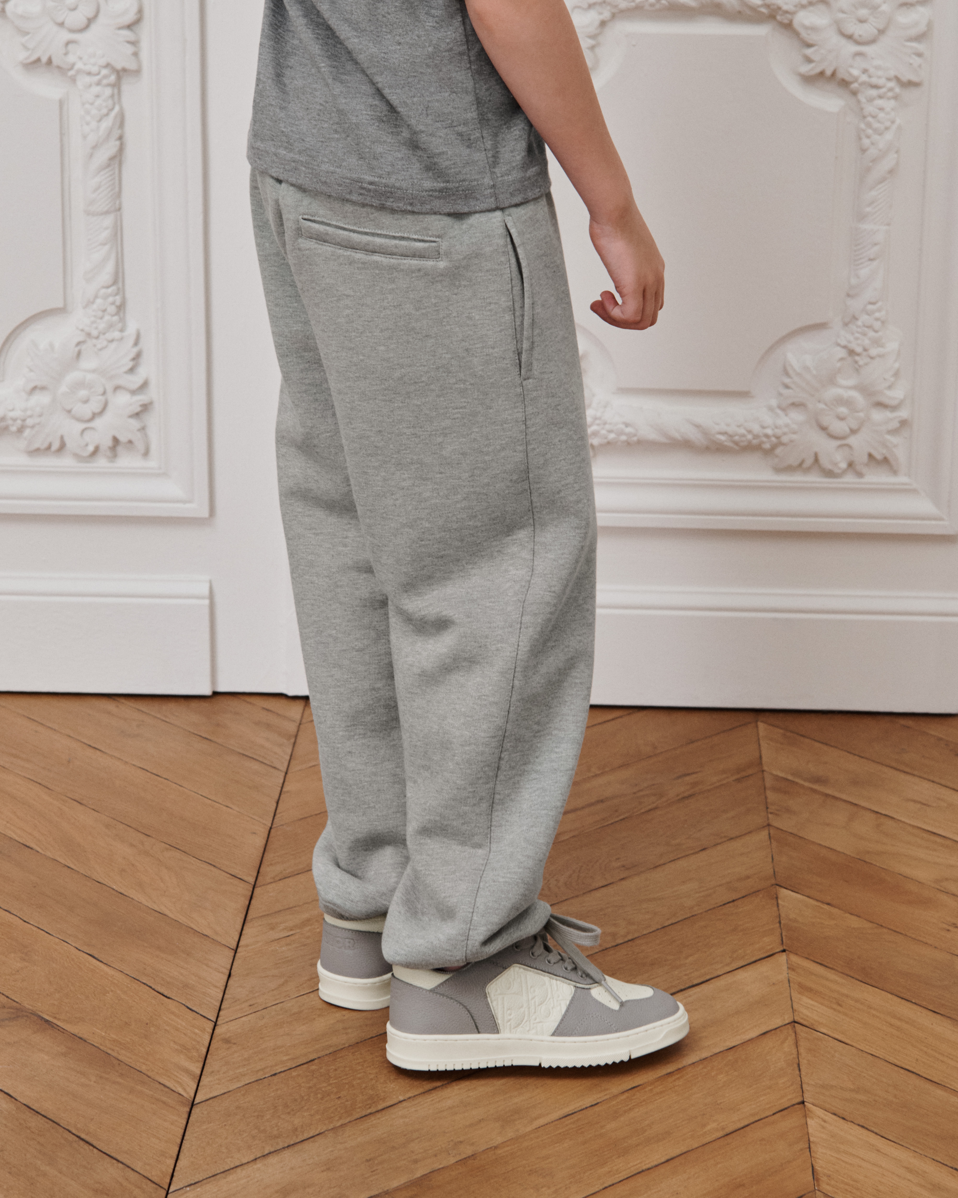 Kids' Track Pants Gray Cotton Fleece E14