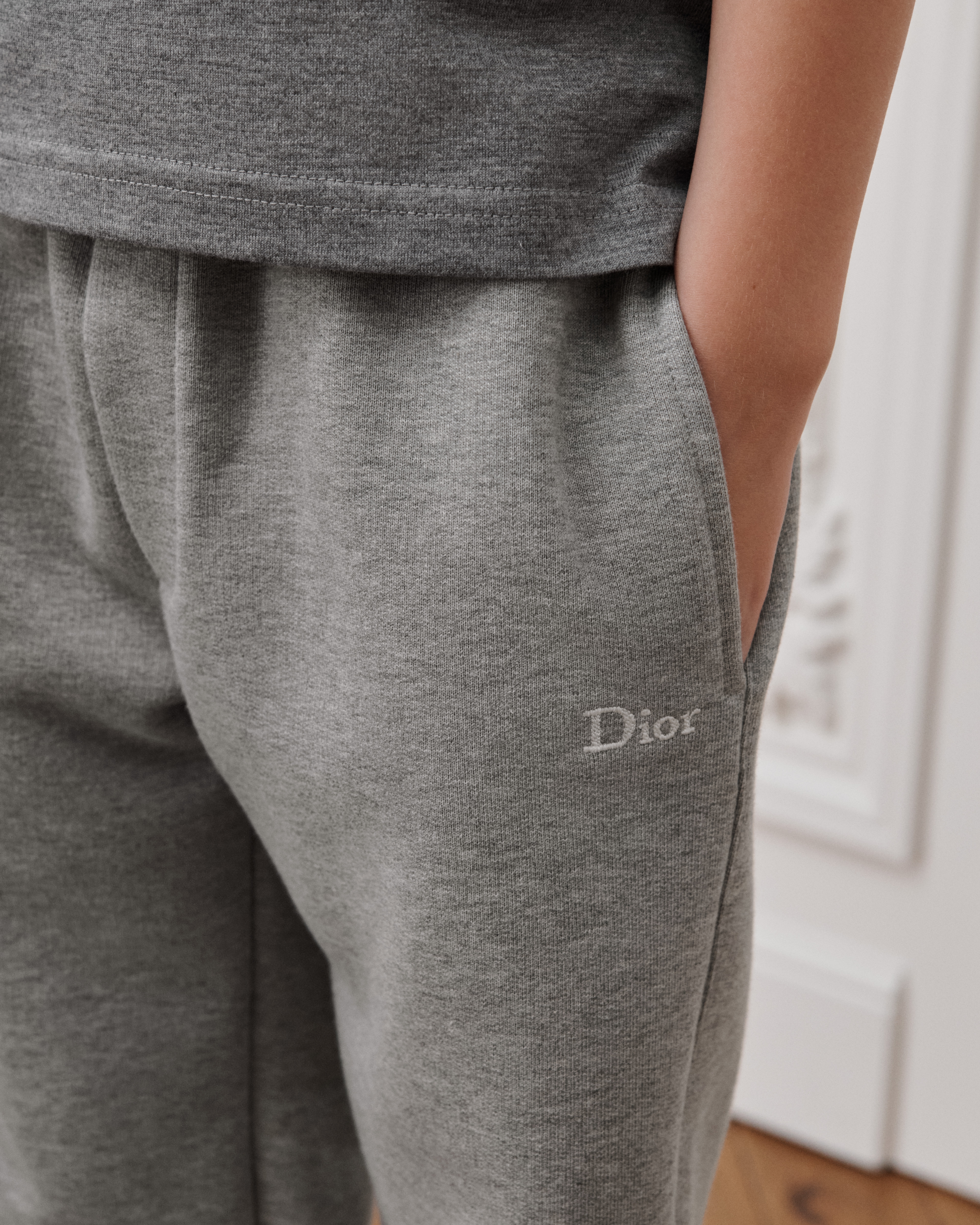 Kids' Track Pants Gray Cotton Fleece E15