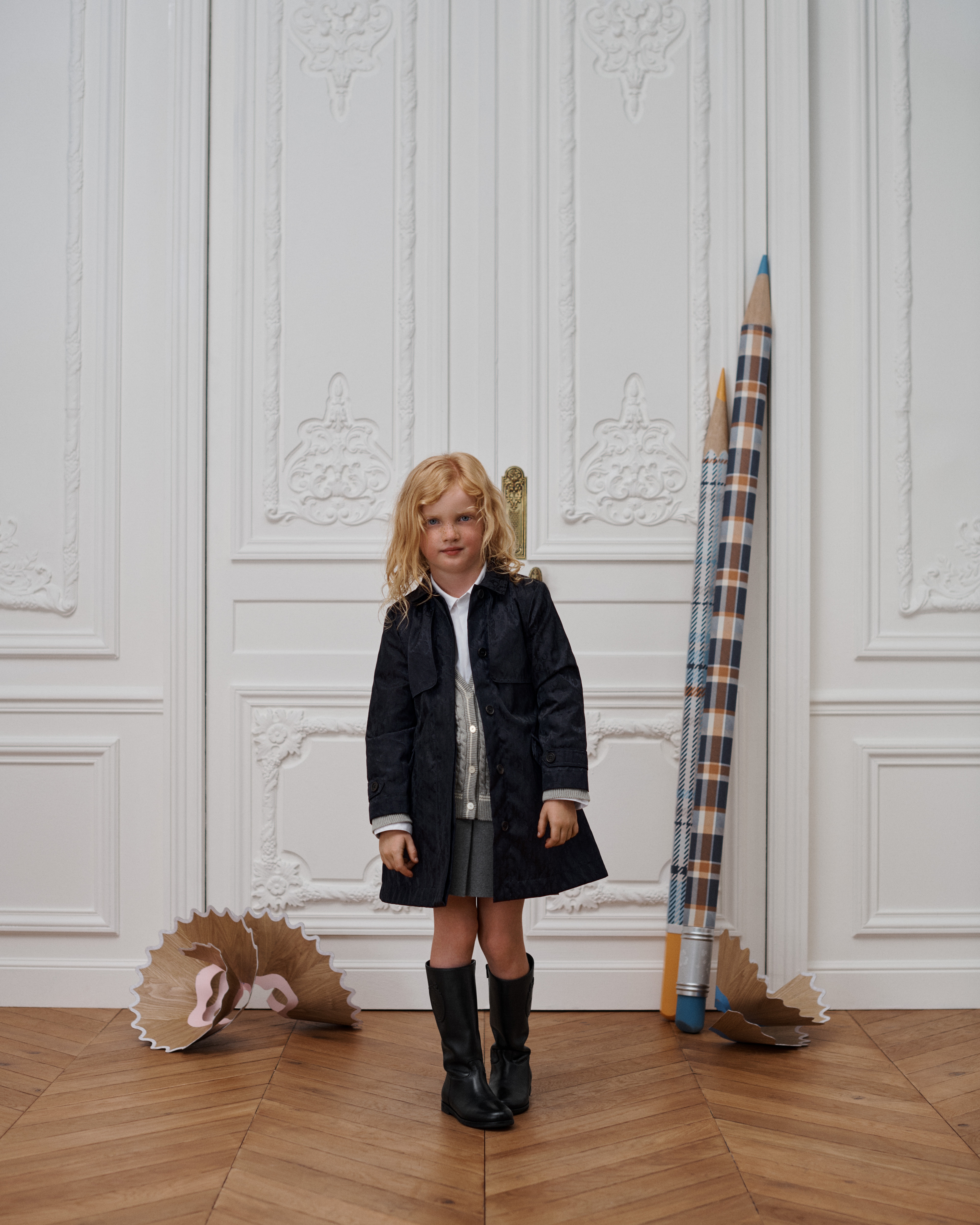 Trenchcoat voor kinderen Marineblauwe waterafstotende technische taf met Dior Oblique-motief E01