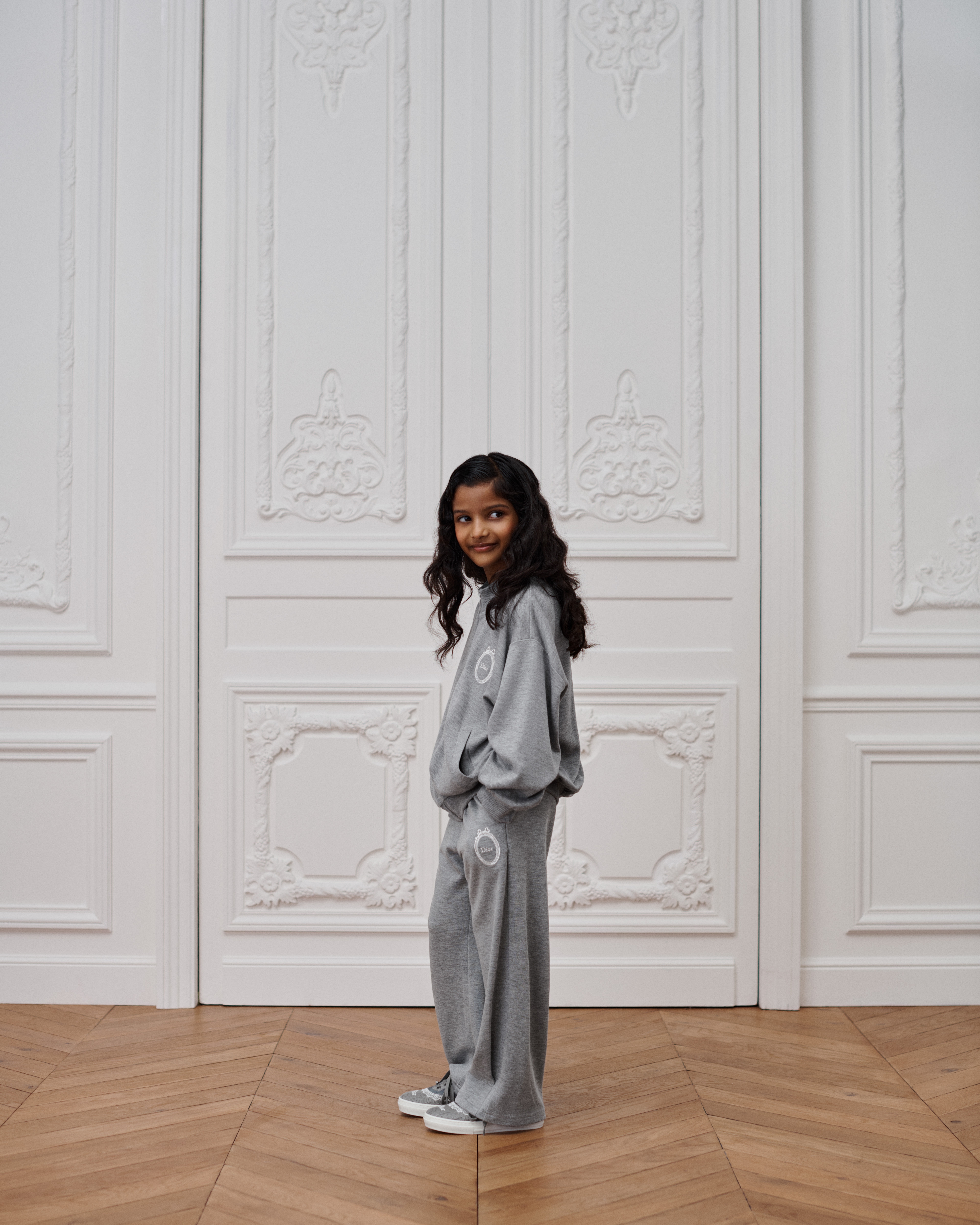 Pantaloni sportivi per bambine Modal felpato grigio E13