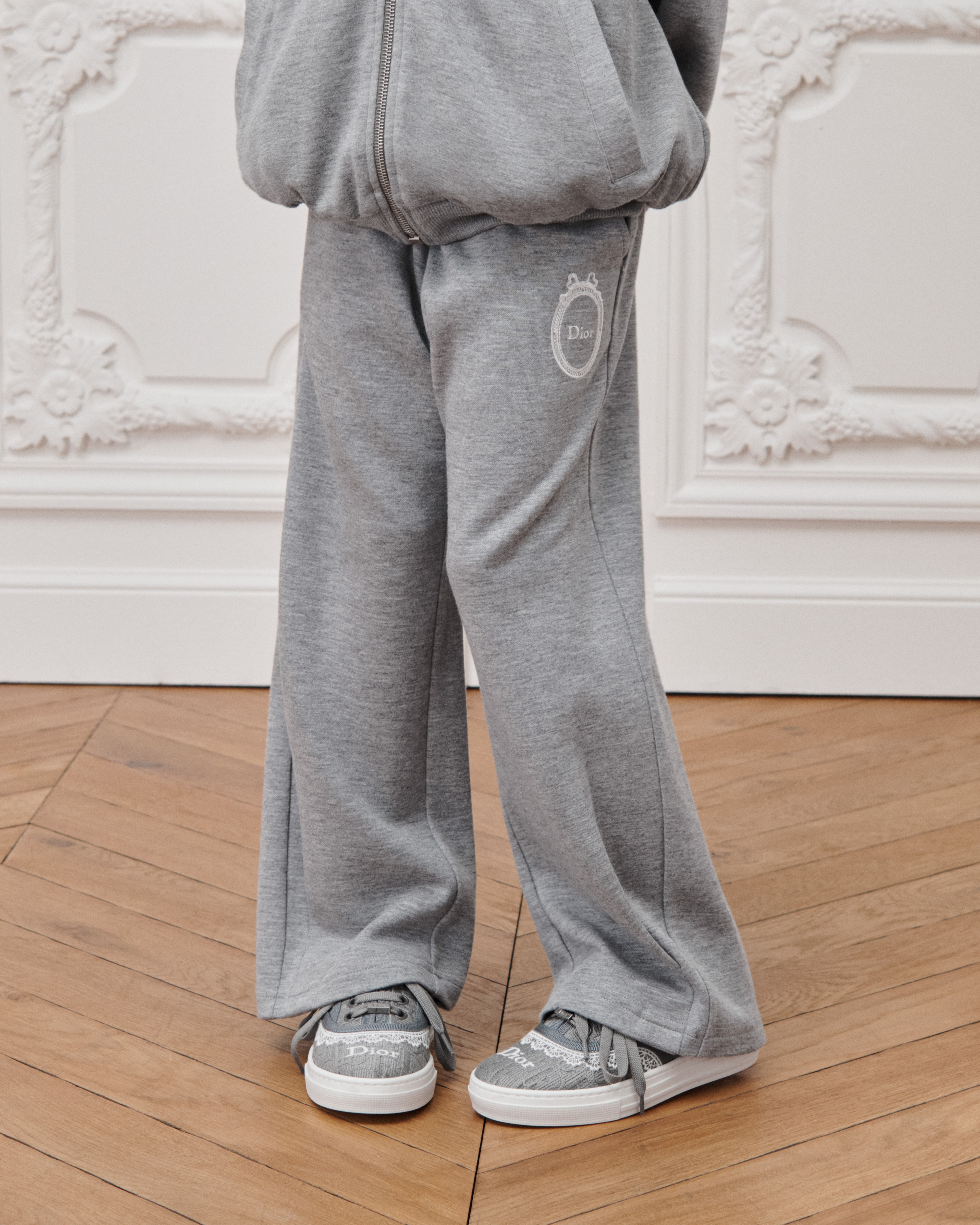 Pantaloni sportivi per bambine Modal felpato grigio E14