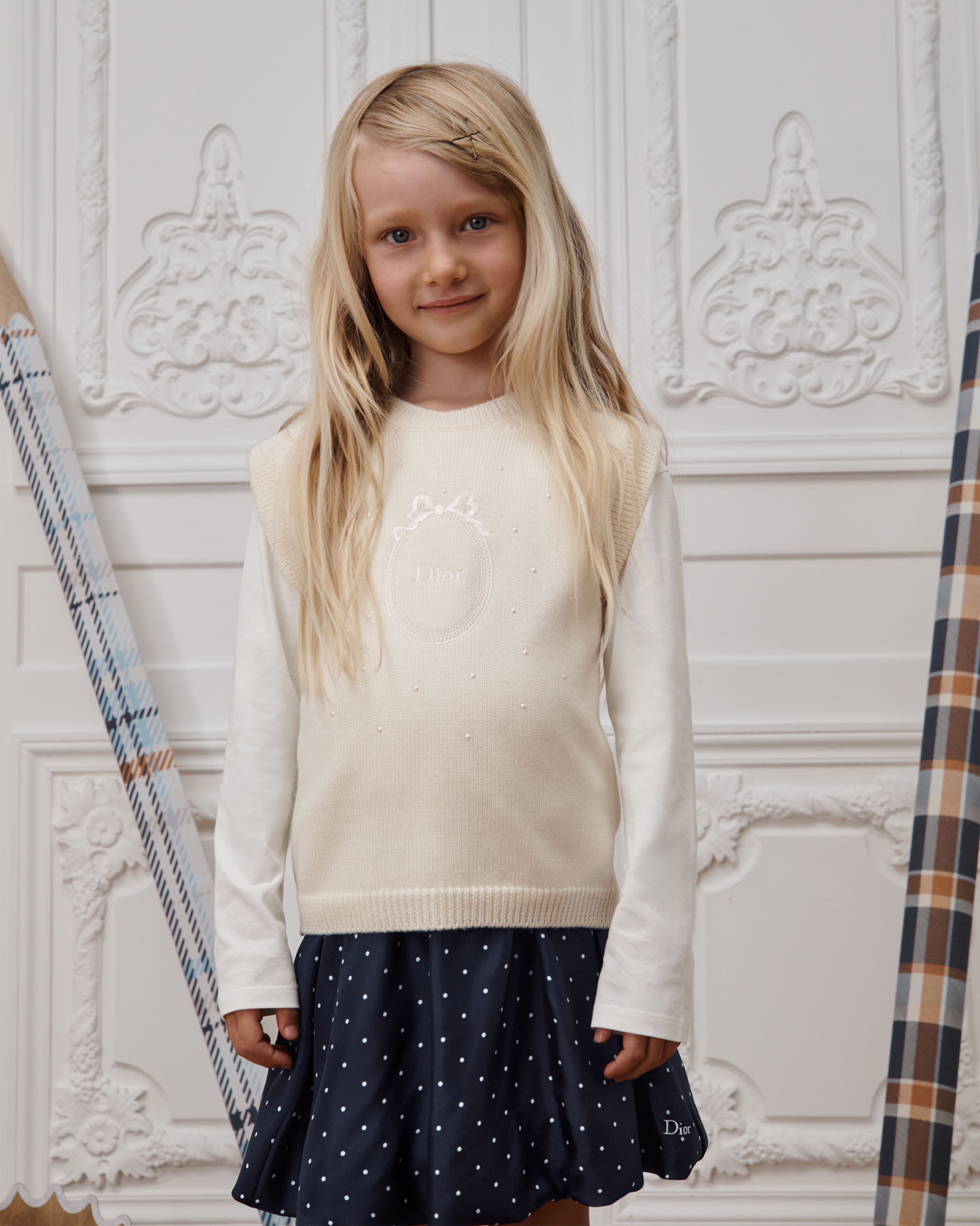 Kids' Sweater Vest Ivory Wool Knit E02