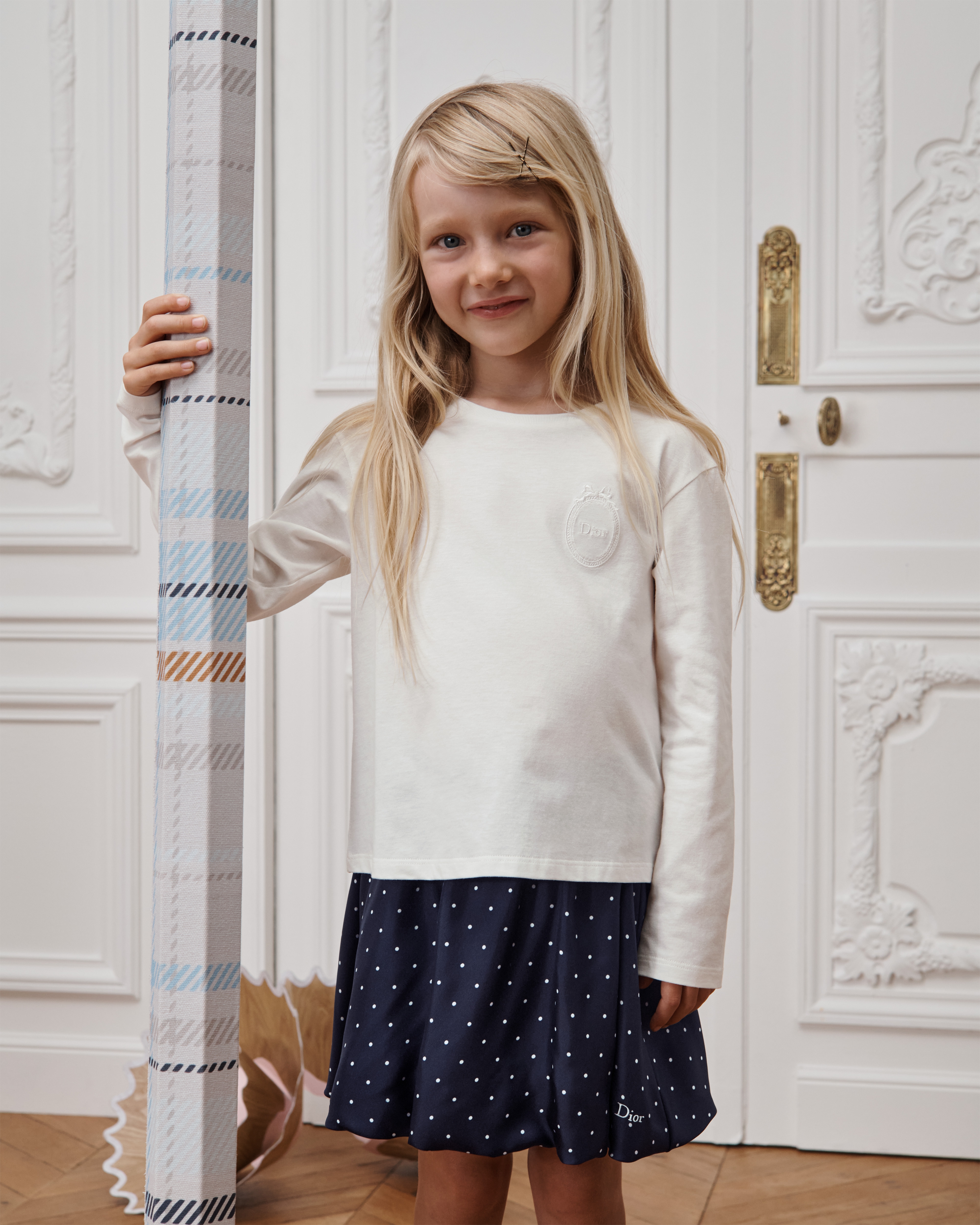 Kids' Long-Sleeved T-Shirt Ivory Cotton Jersey E08