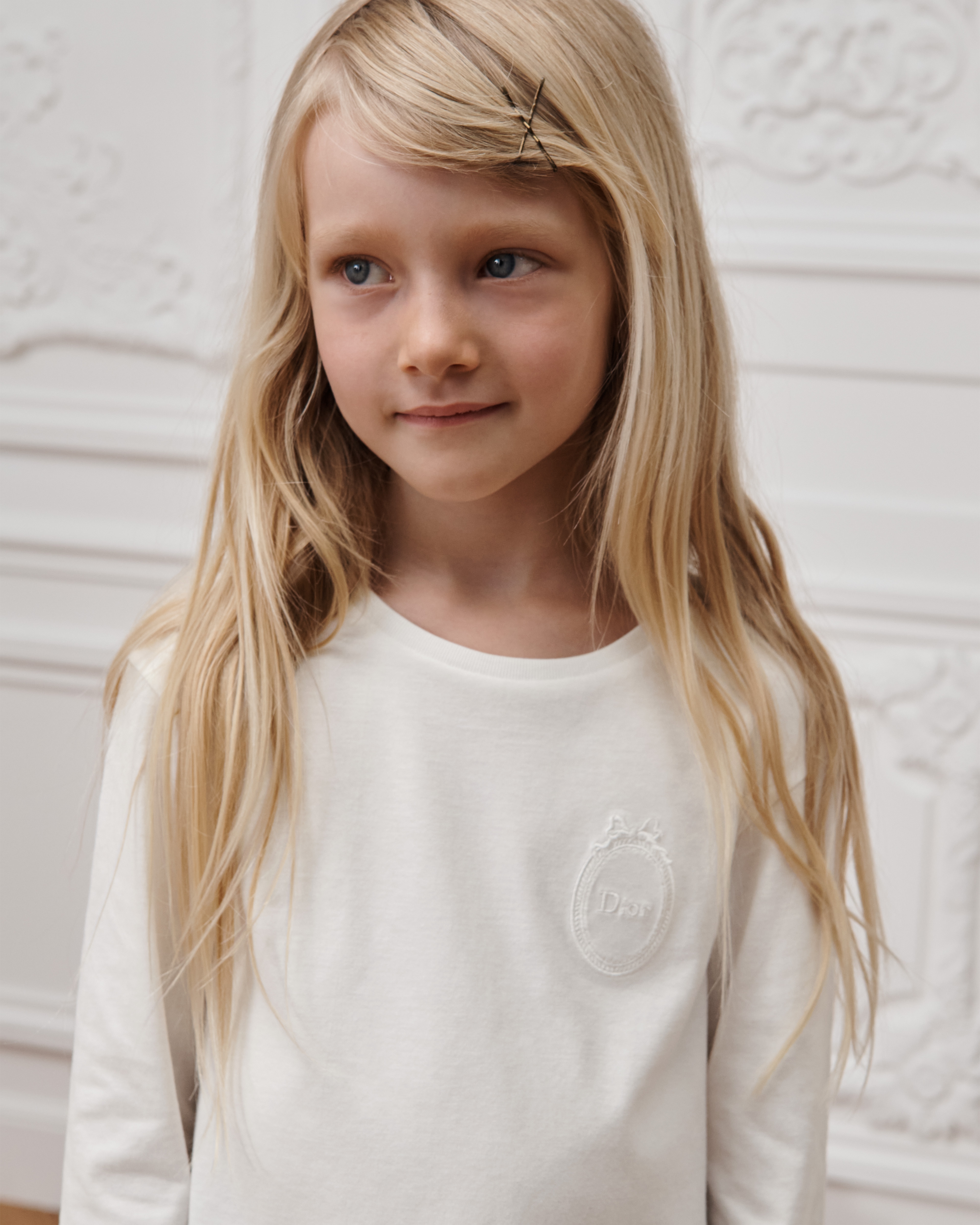 Kids' Long-Sleeved T-Shirt Ivory Cotton Jersey E09