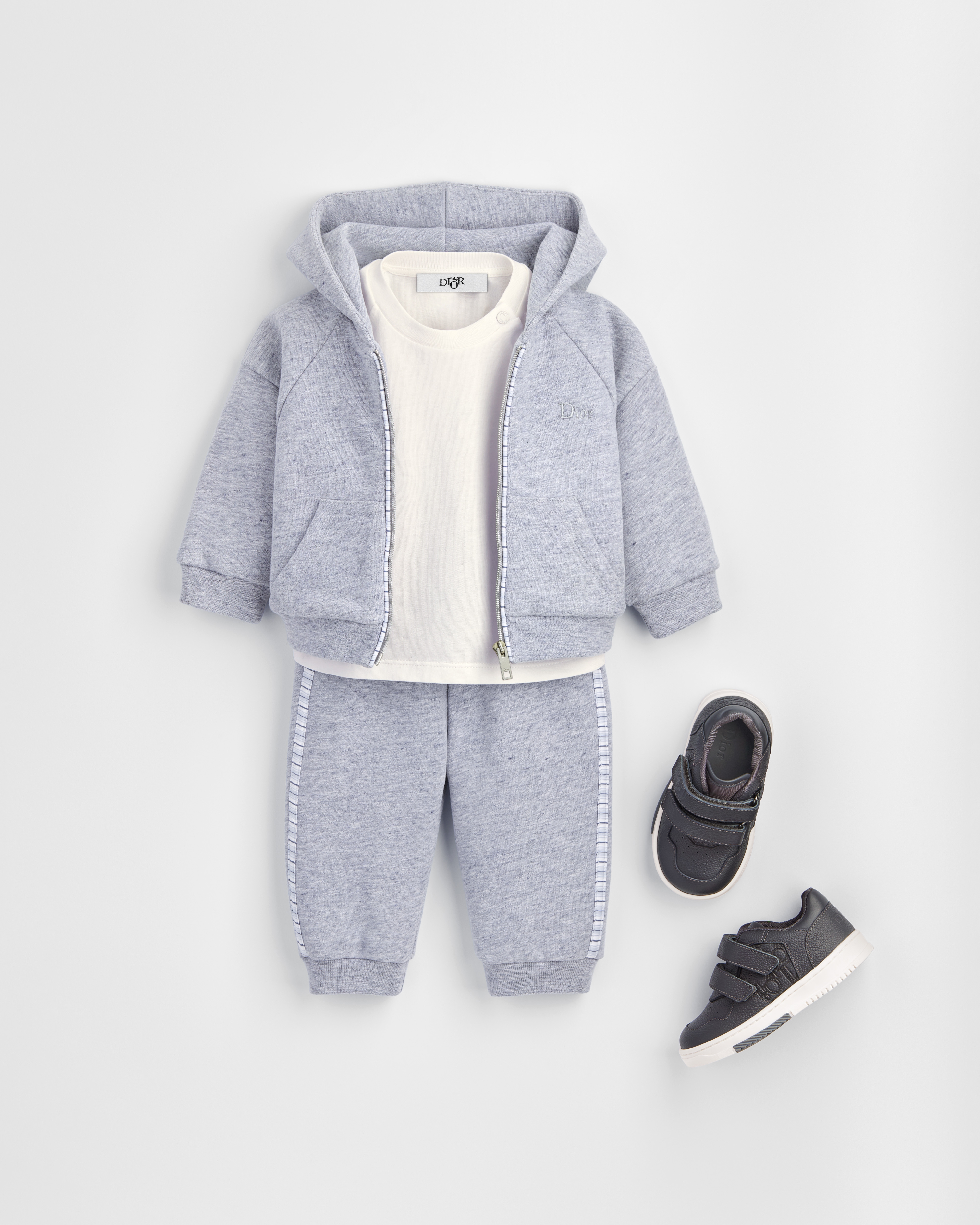 Baby Hooded Sweatshirt Heathered Gray-Blue Cotton Fleece E01