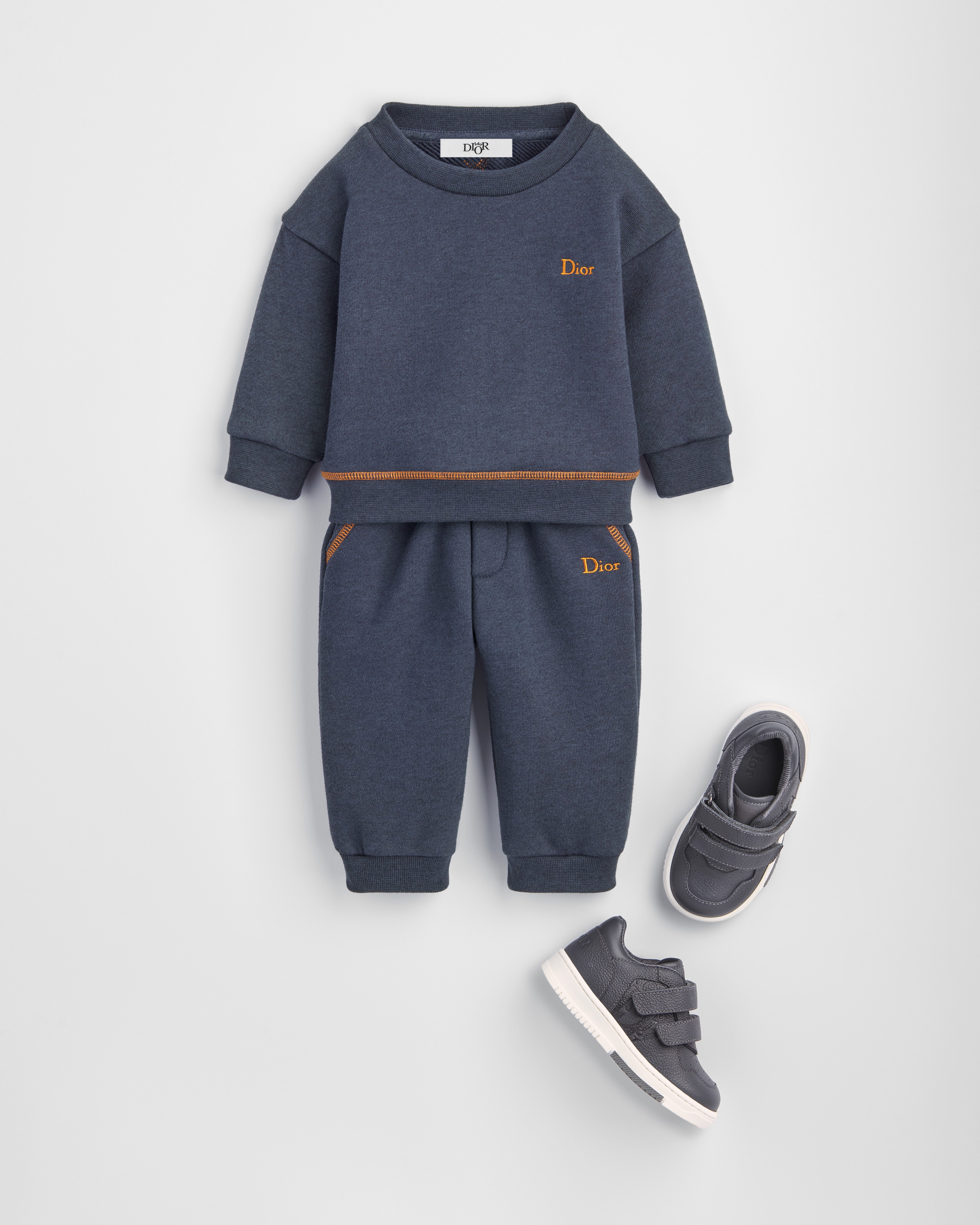 Baby Sweatshirt Navy Blue Cotton Fleece and Wool E01