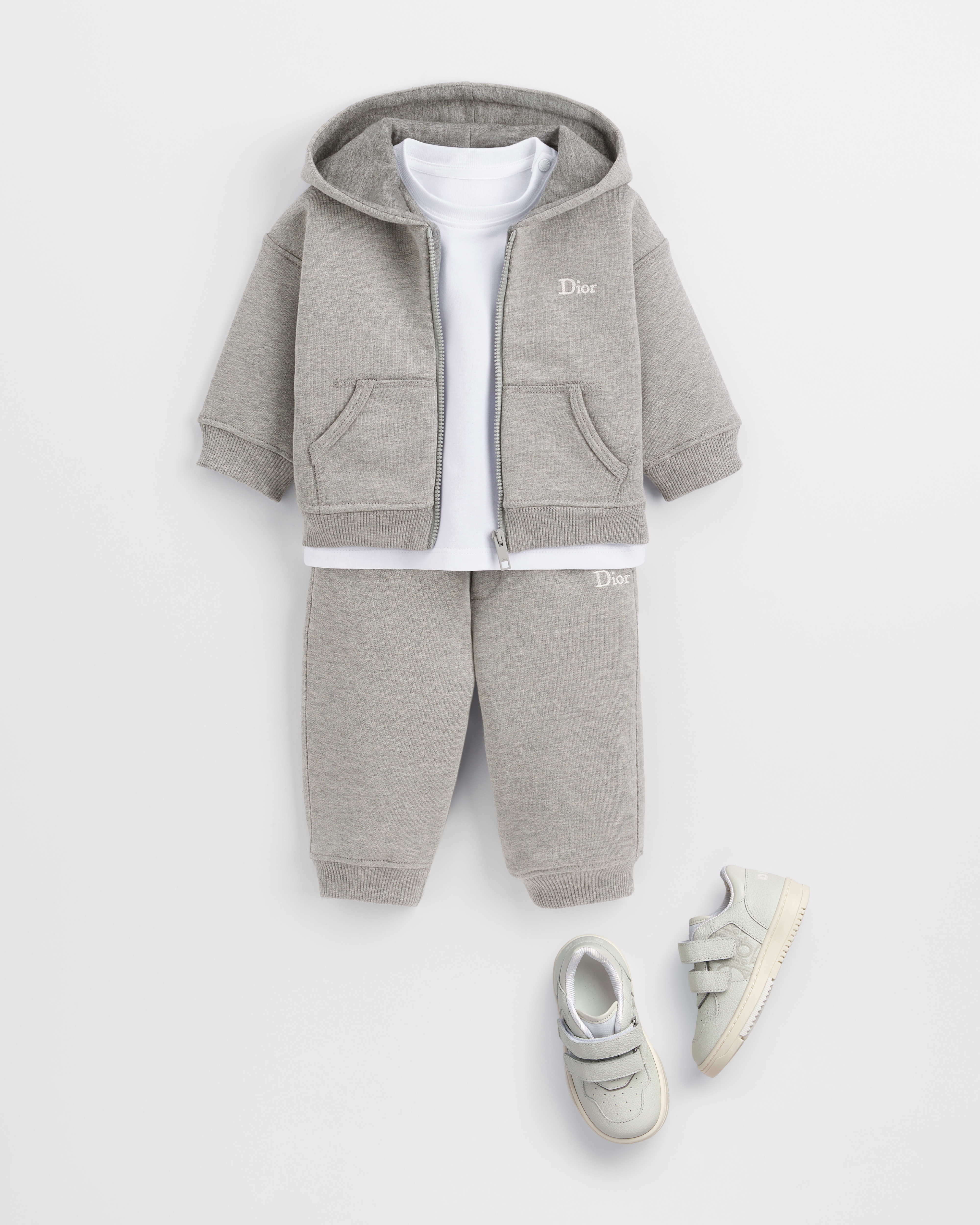 Baby Zipped Hooded Sweatshirt Gray Cotton Fleece E01