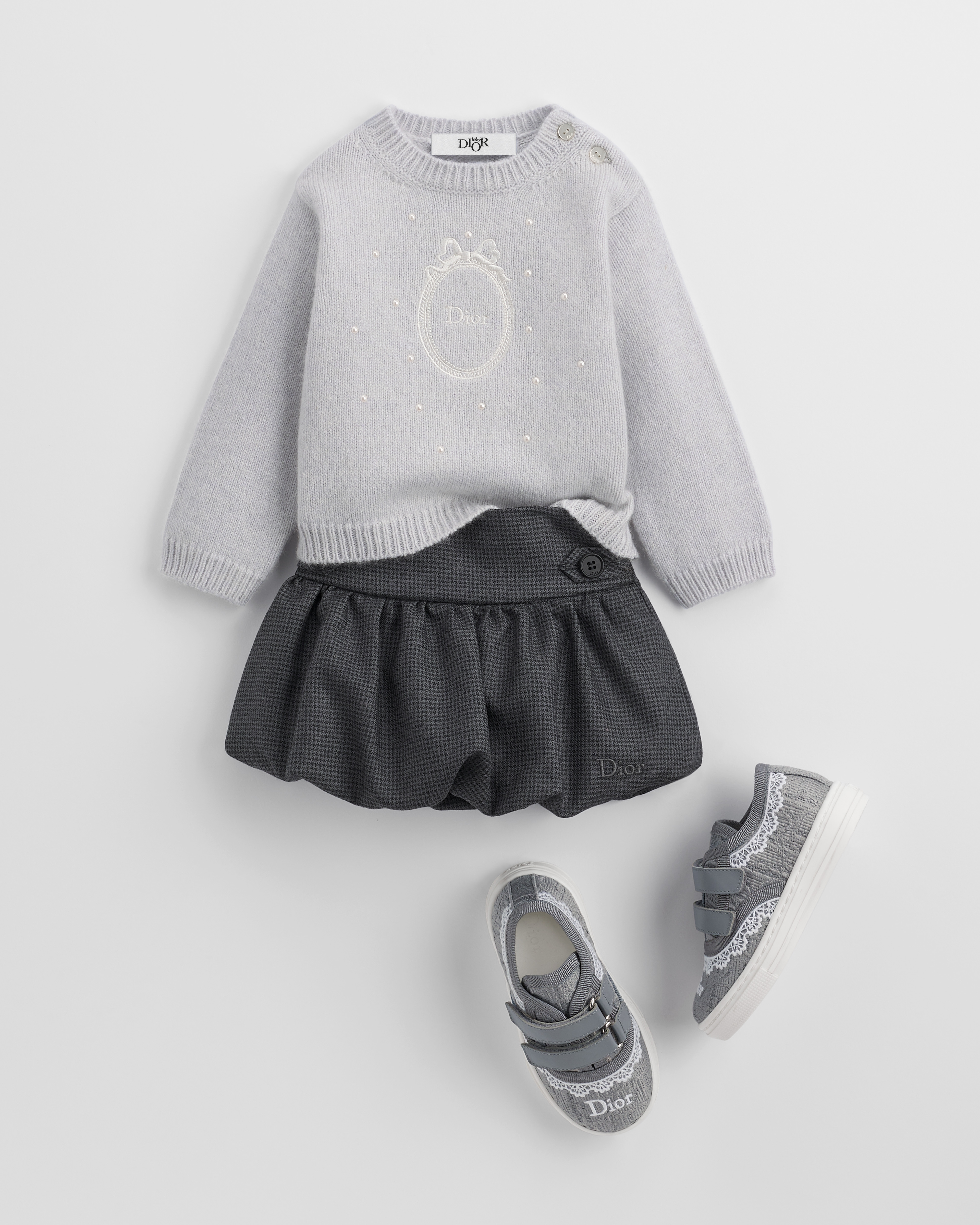 Baby Balloon Skirt Anthracite Gray Nano Houndstooth Wool E01