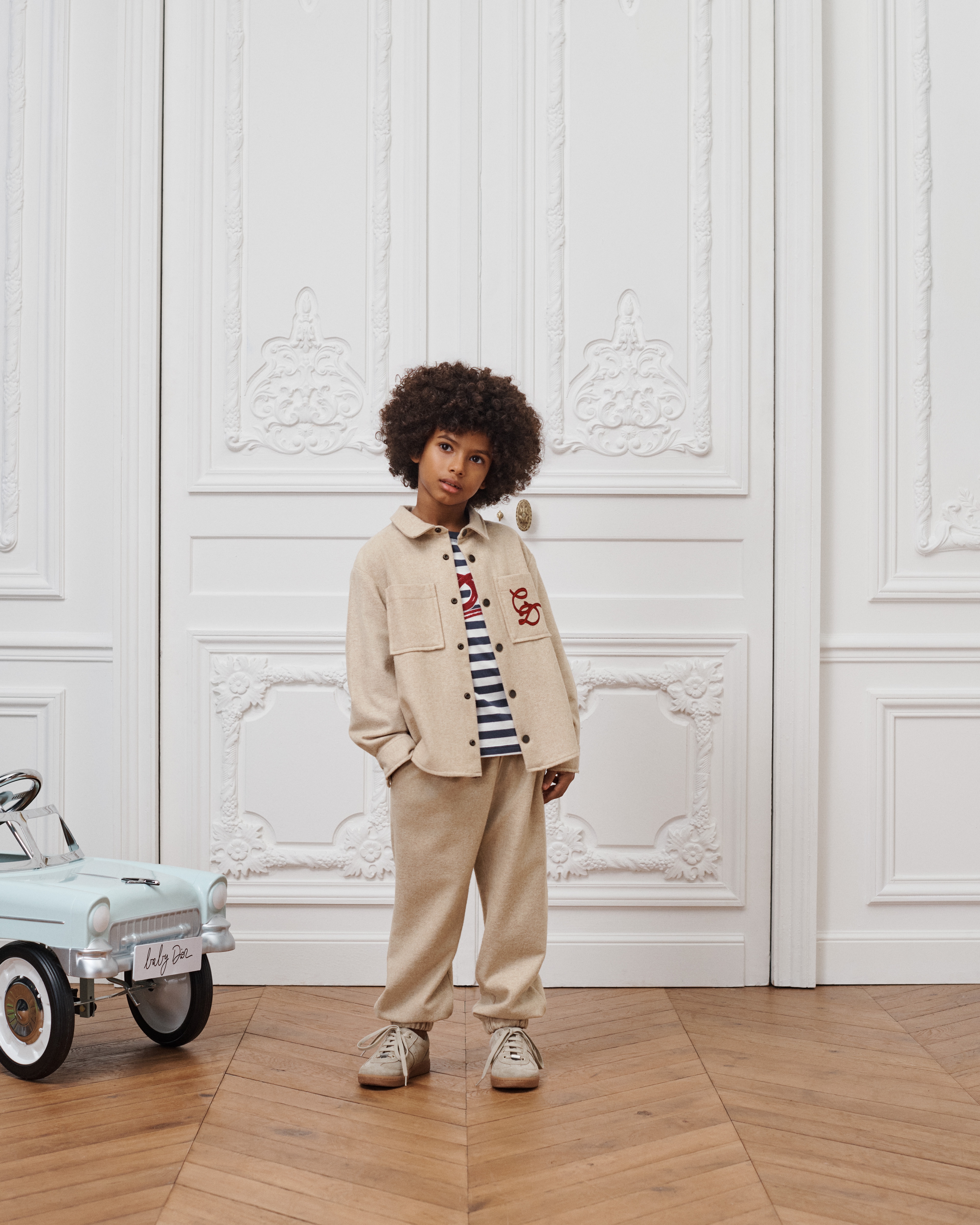 Giacca-camicia per bambini Misto lana beige E01