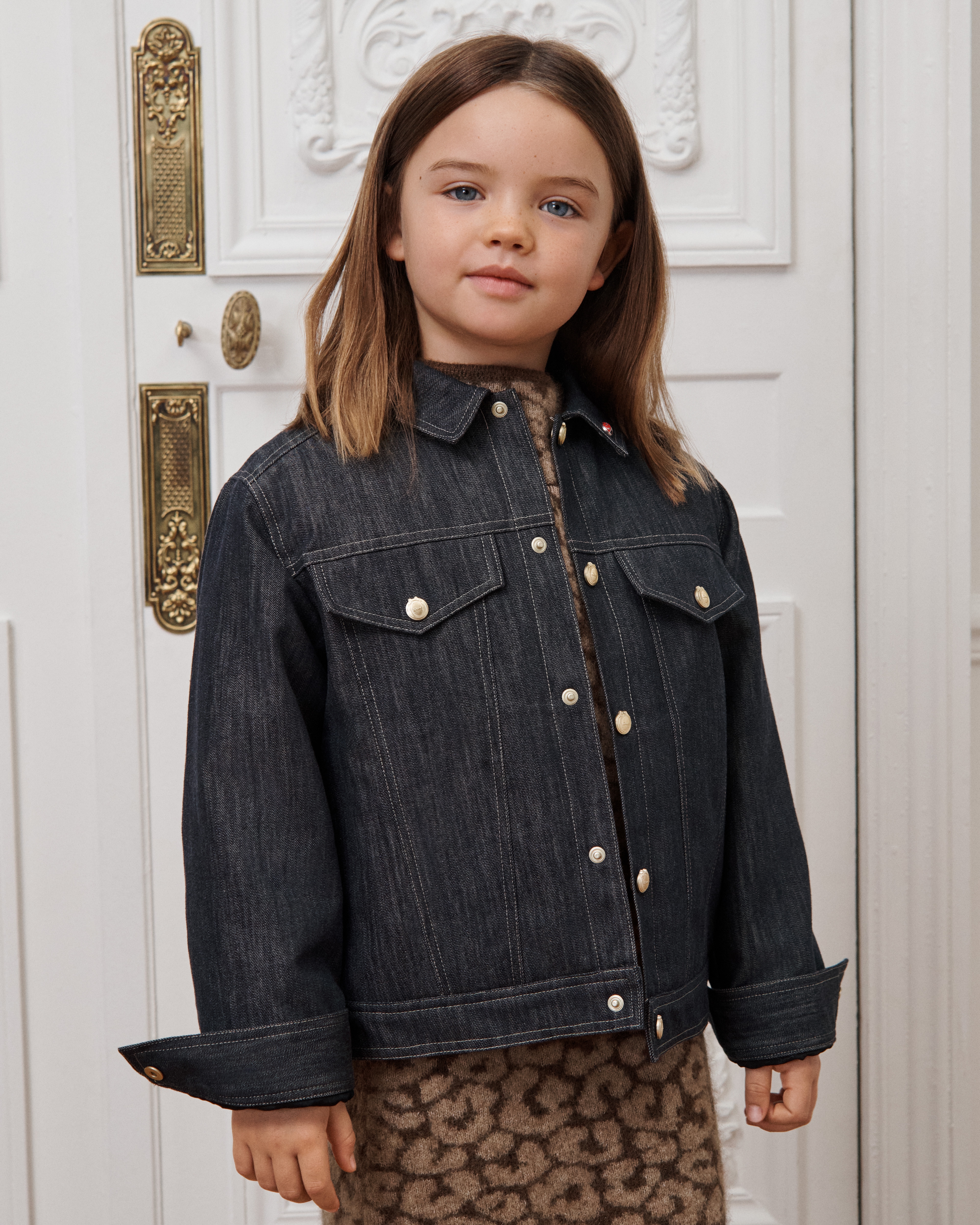 Kids' Jacket Denim Blue Quilted Cotton Gabardine E02