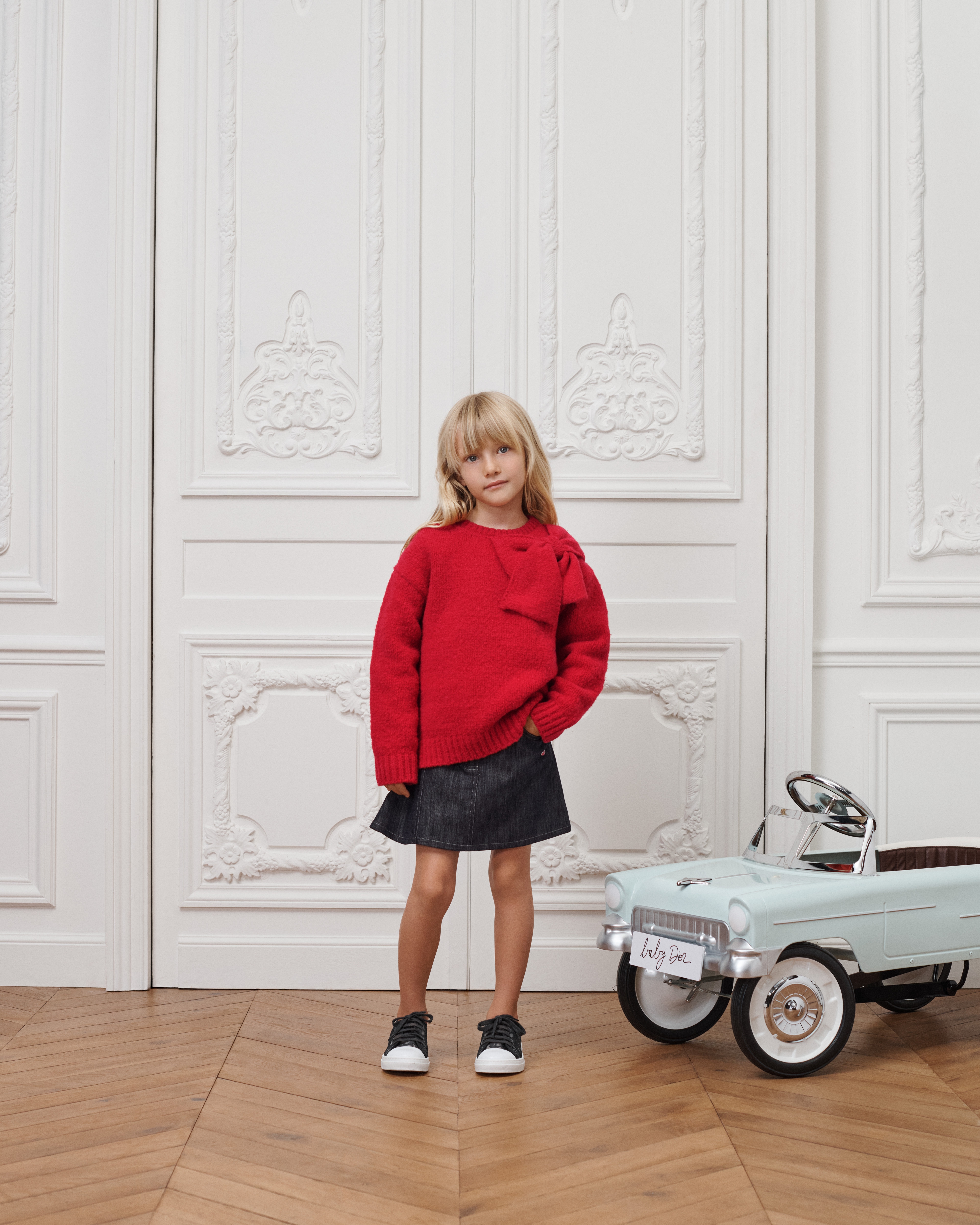 Kids' Sweater Bright Red Wool Knit E01