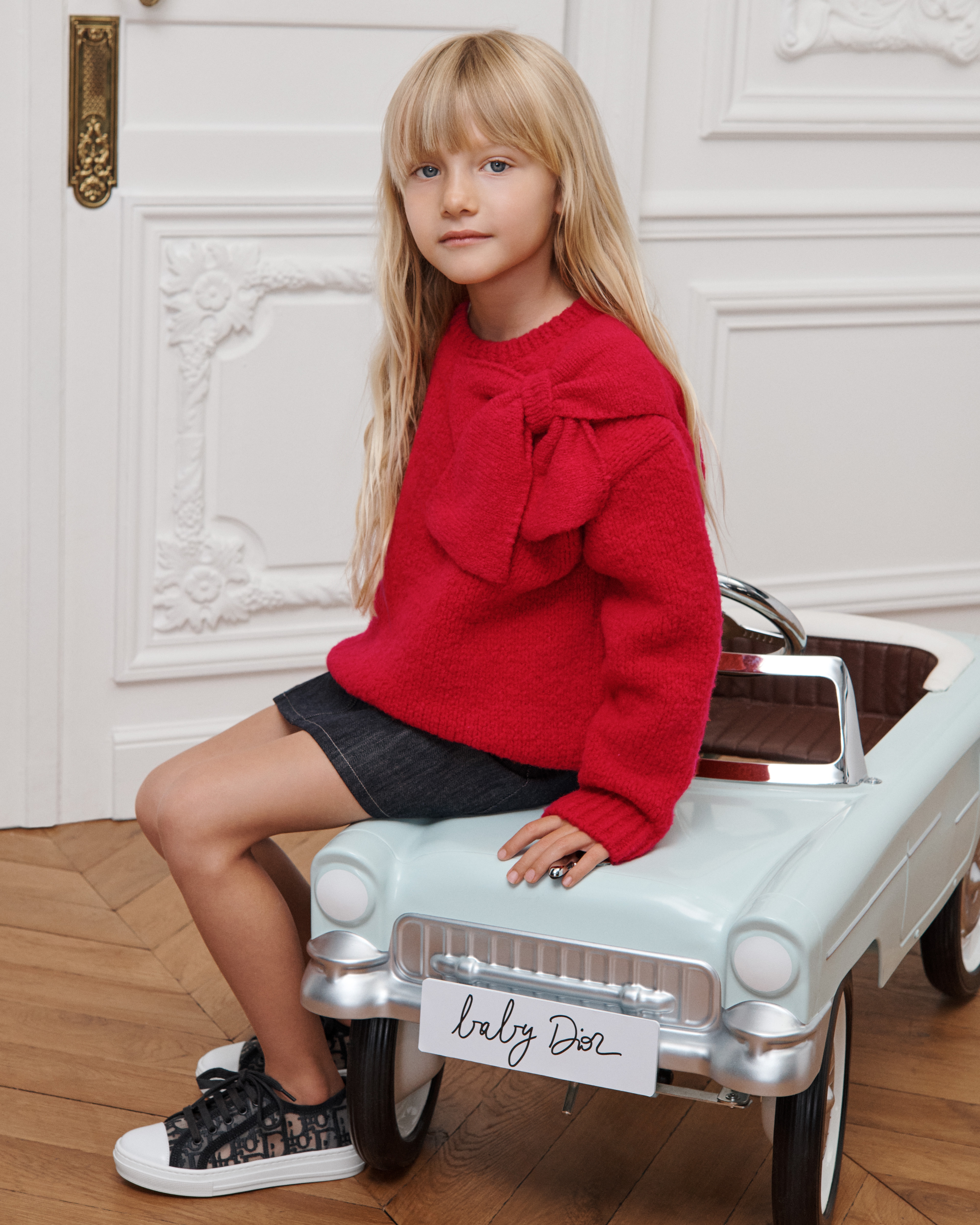 Kids' Sweater Bright Red Wool Knit E02