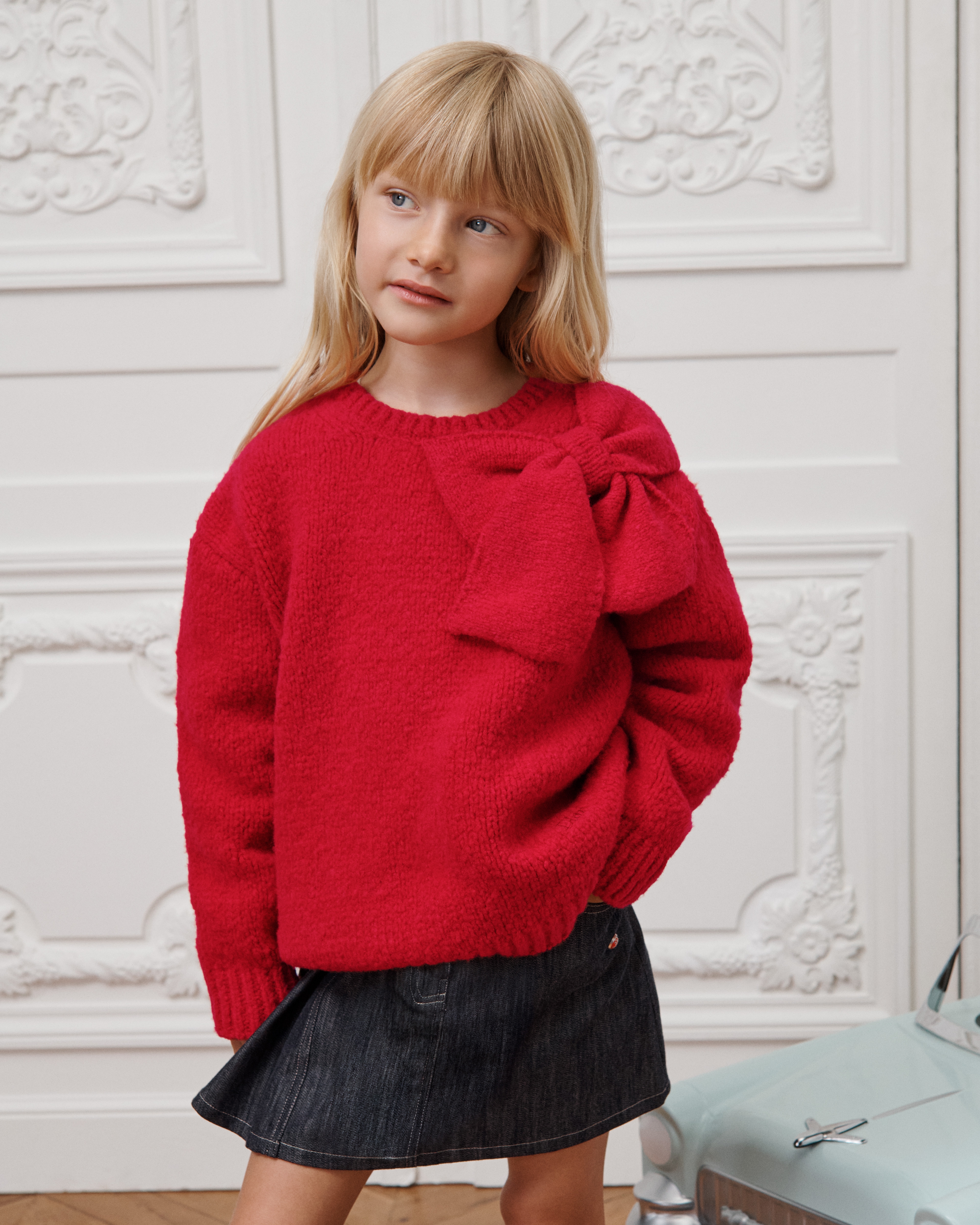 Kids' Short Skirt Denim Blue Cotton Gabardine E14