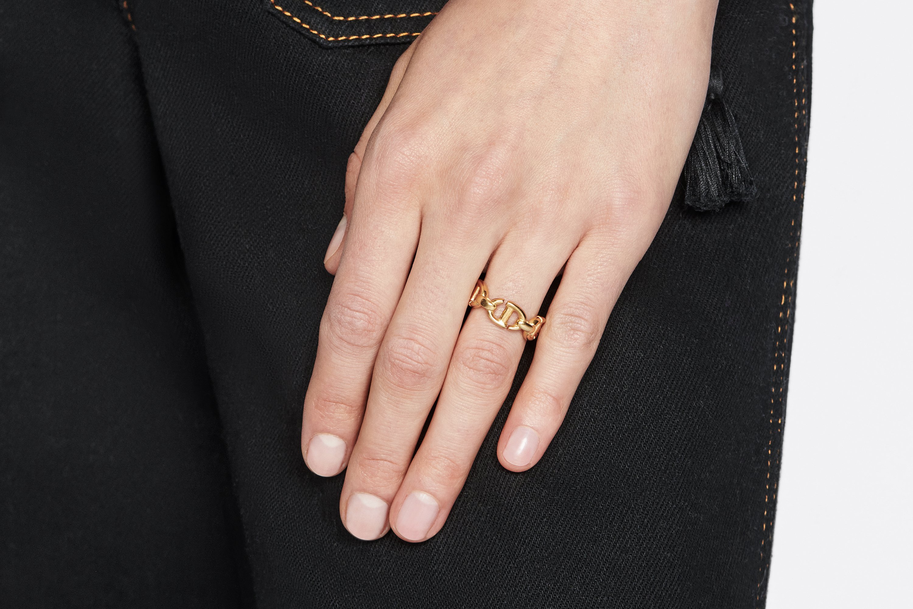 CD Navy Ring Gold finish metal DIOR