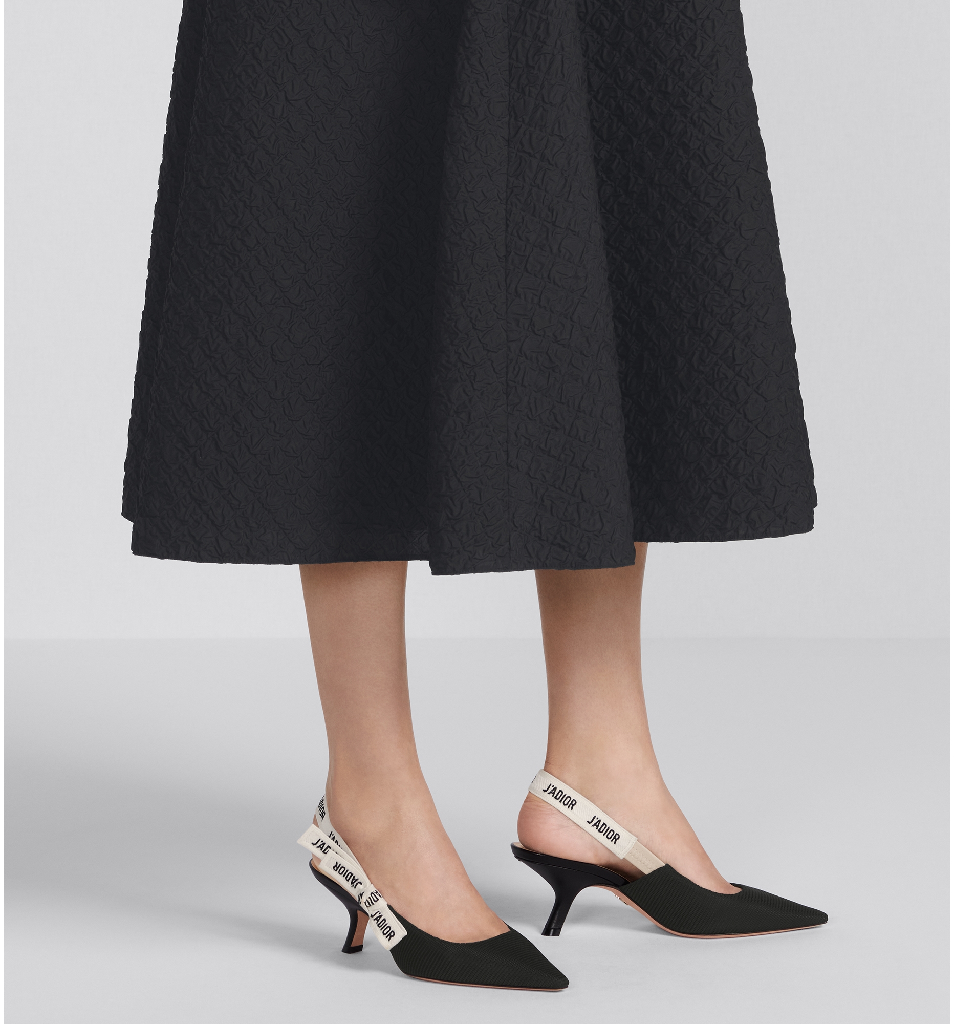 J Adior Slingback Pump Black Technical Fabric DIOR