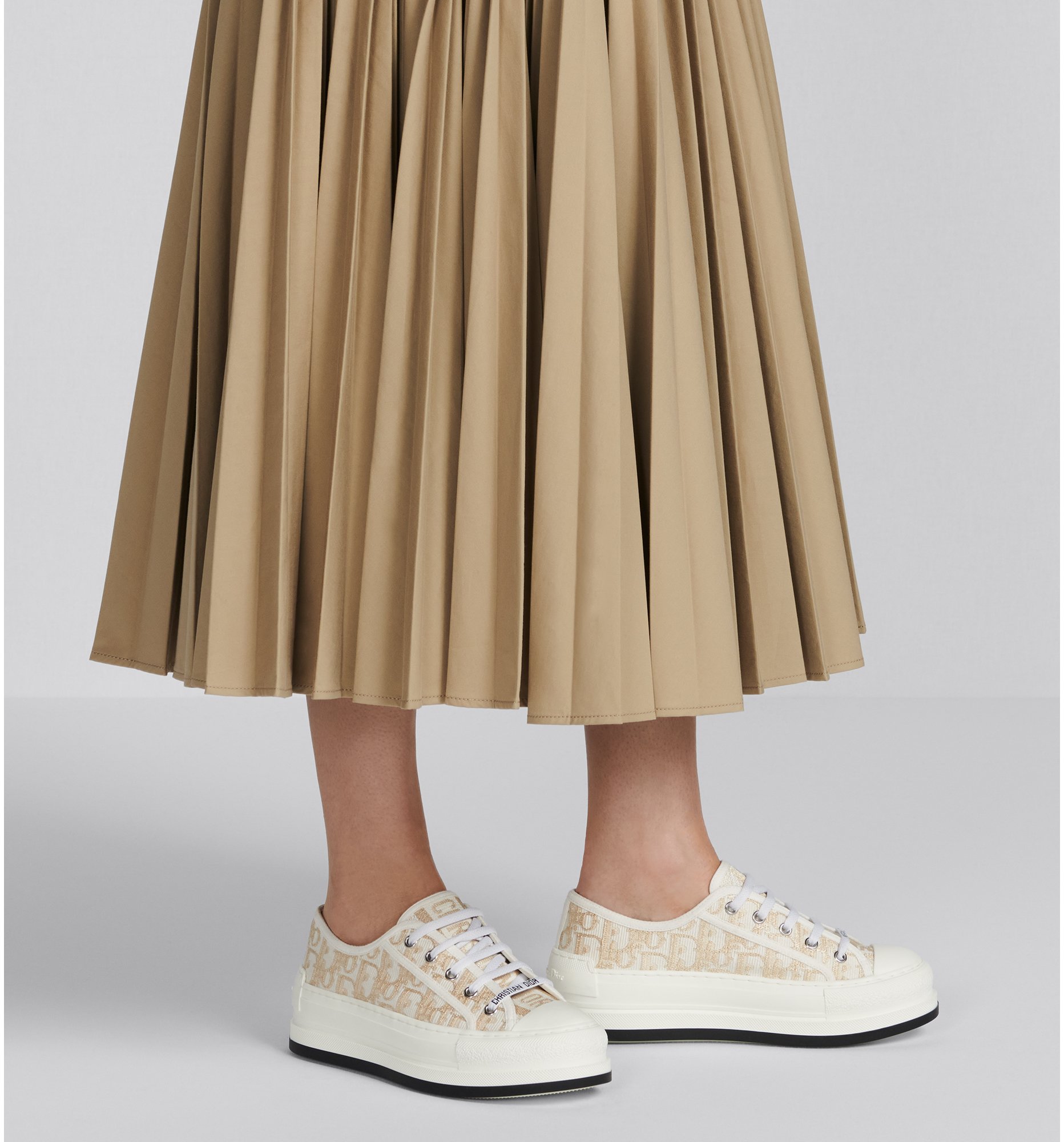 Walk n Dior Platform Sneaker Gold Tone Dior Oblique Cotton with Metallic Thread Embroidery DIOR