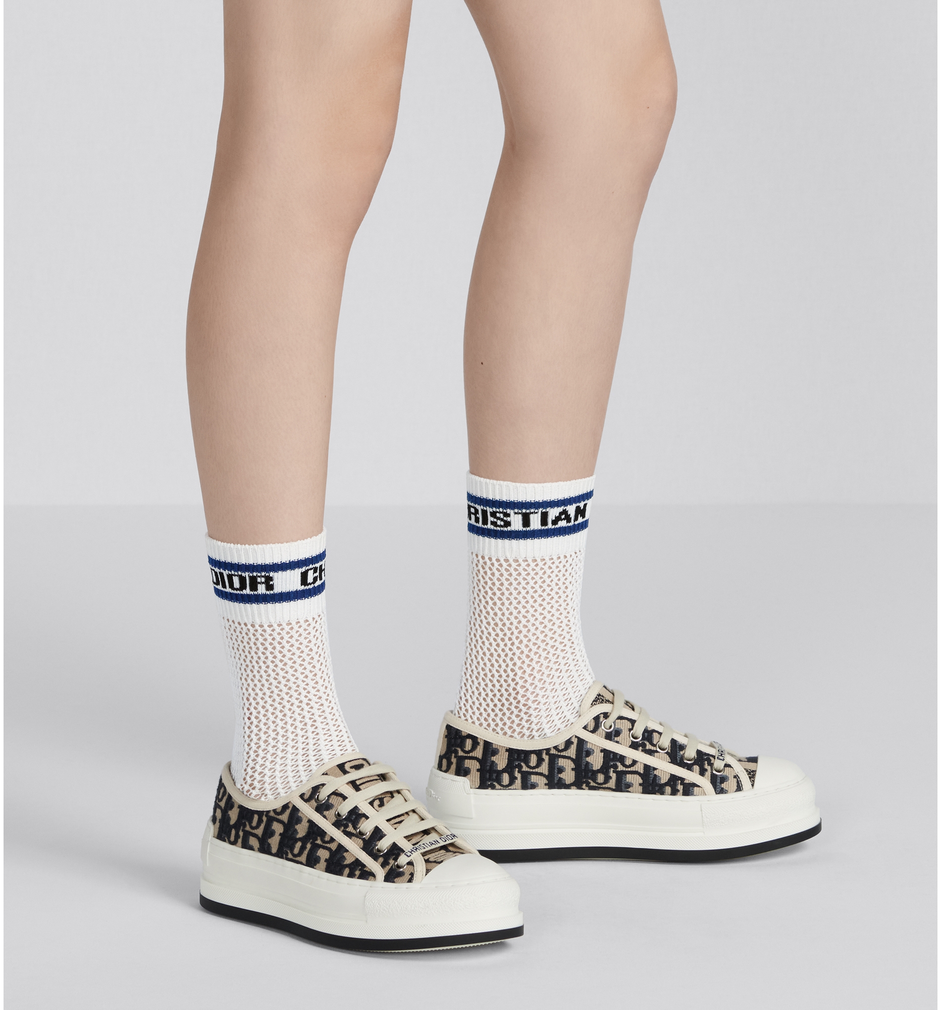 Walk n Dior Platform Sneaker Deep Blue Dior Oblique Embroidered Cotton DIOR