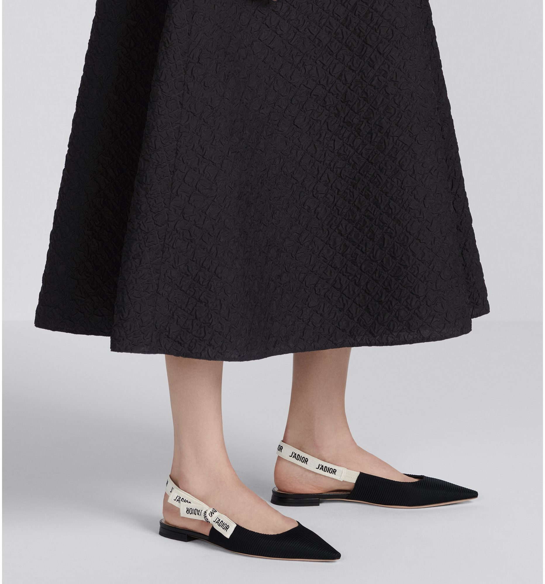 J Adior Slingback Flat Black Technical Fabric DIOR