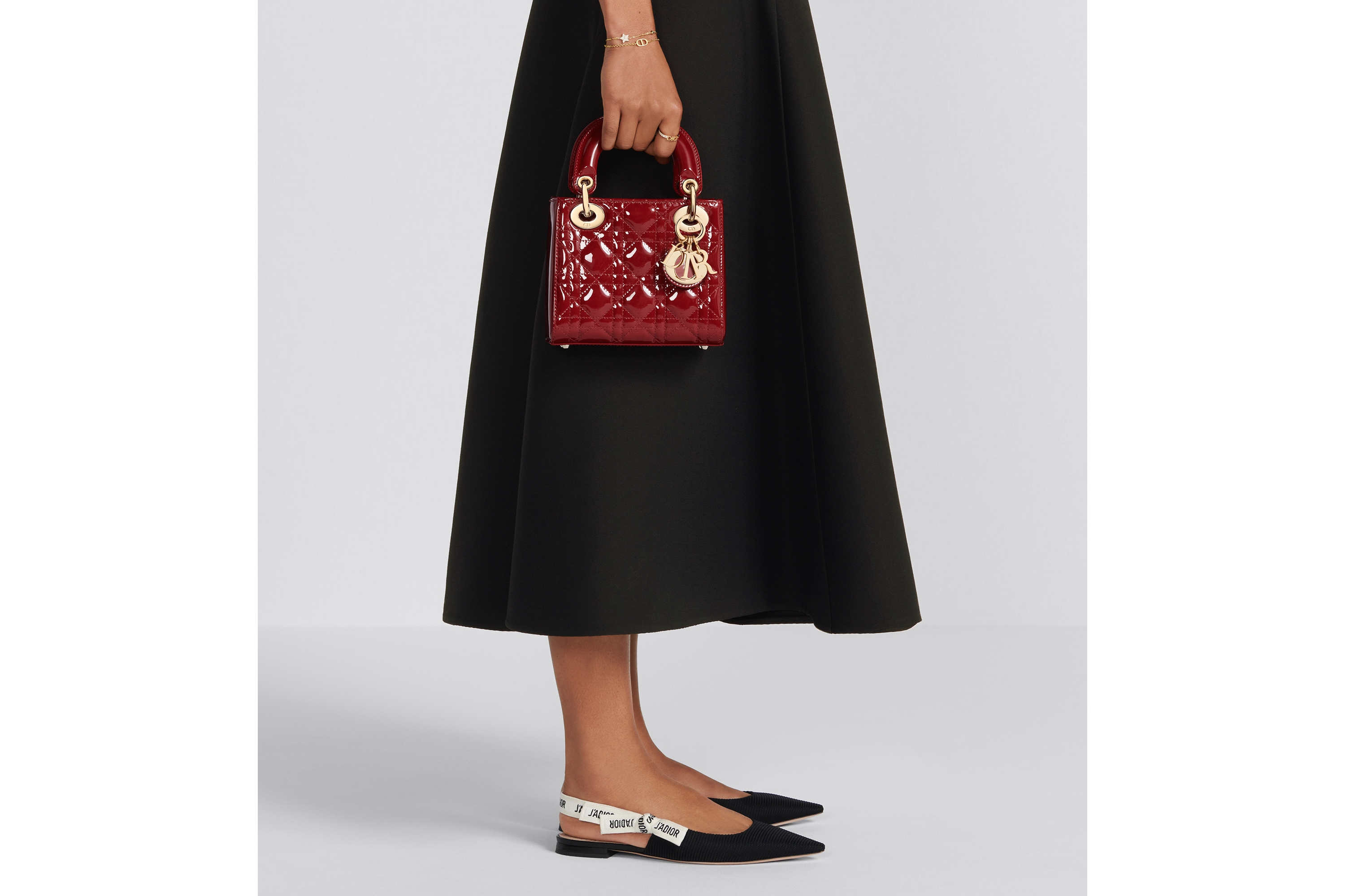 Look Mini Lady Dior Bag Cherry Red Patent Cannage Calfskin E12