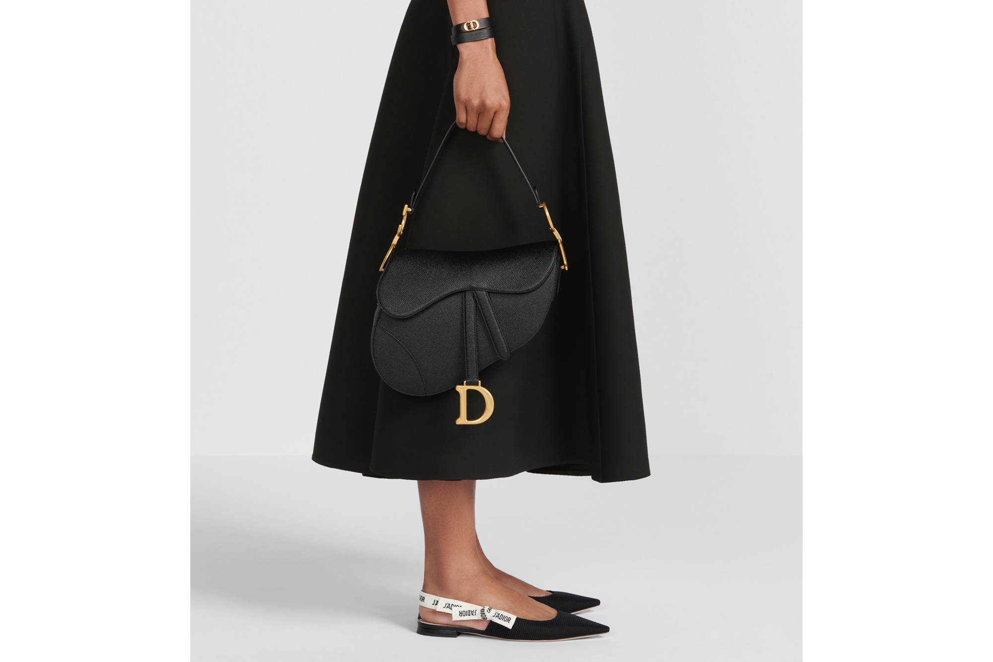 Saddle Bag with Strap Black Grained Calfskin | DIOR