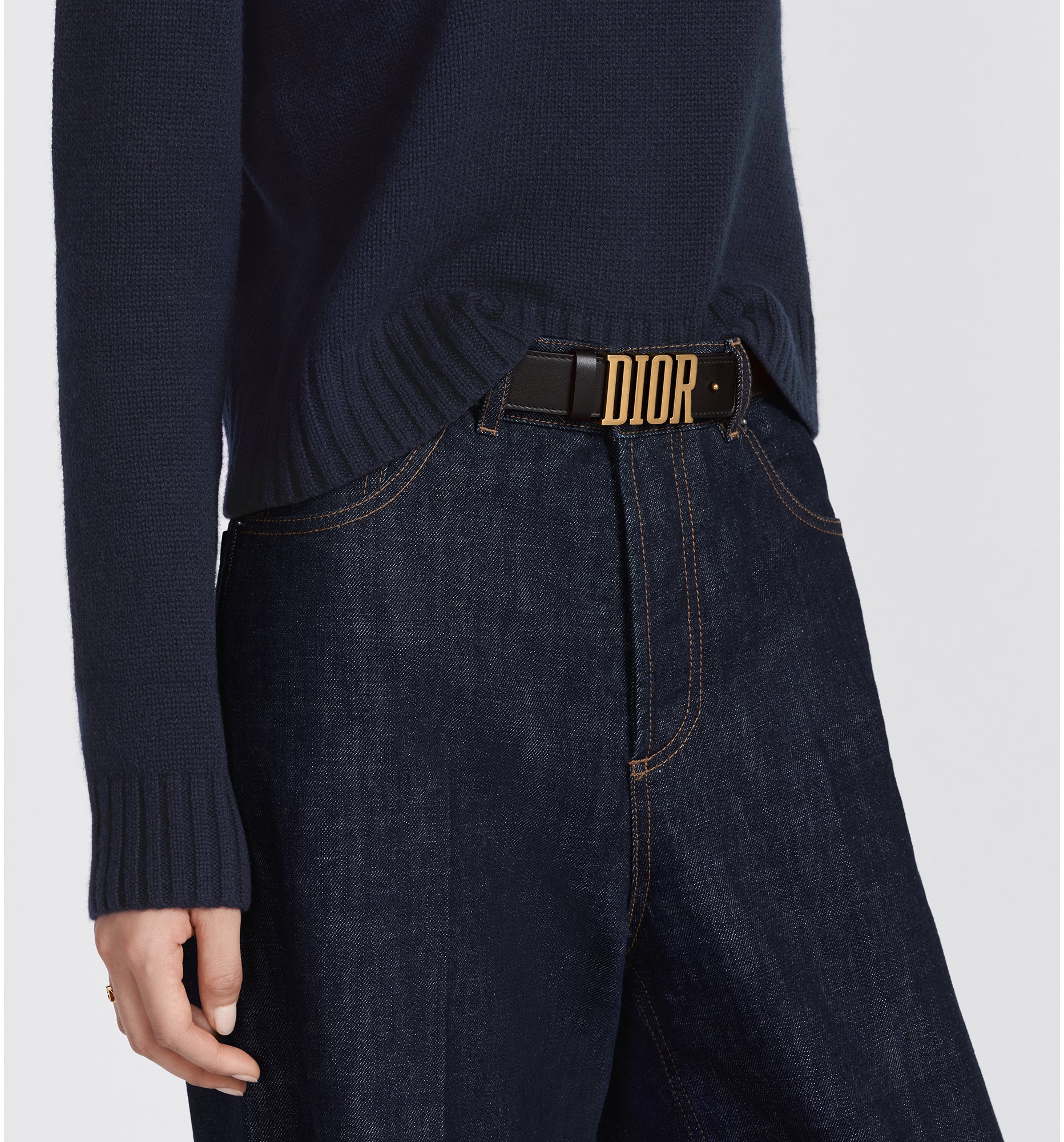 D Fence Belt Black Smooth Calfskin 30 MM DIOR