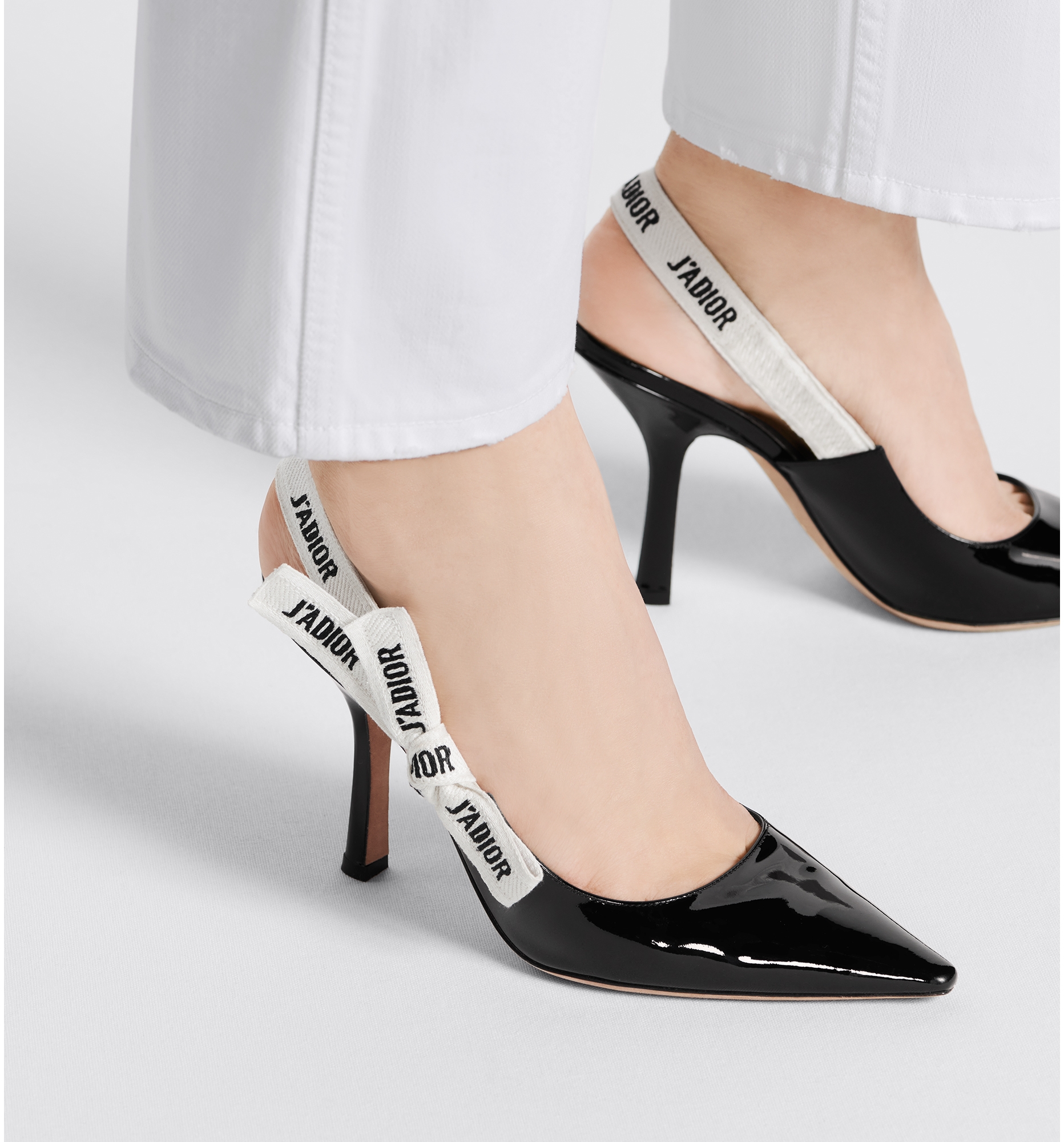 J Adior Slingback Pump Black Patent Calfskin DIOR