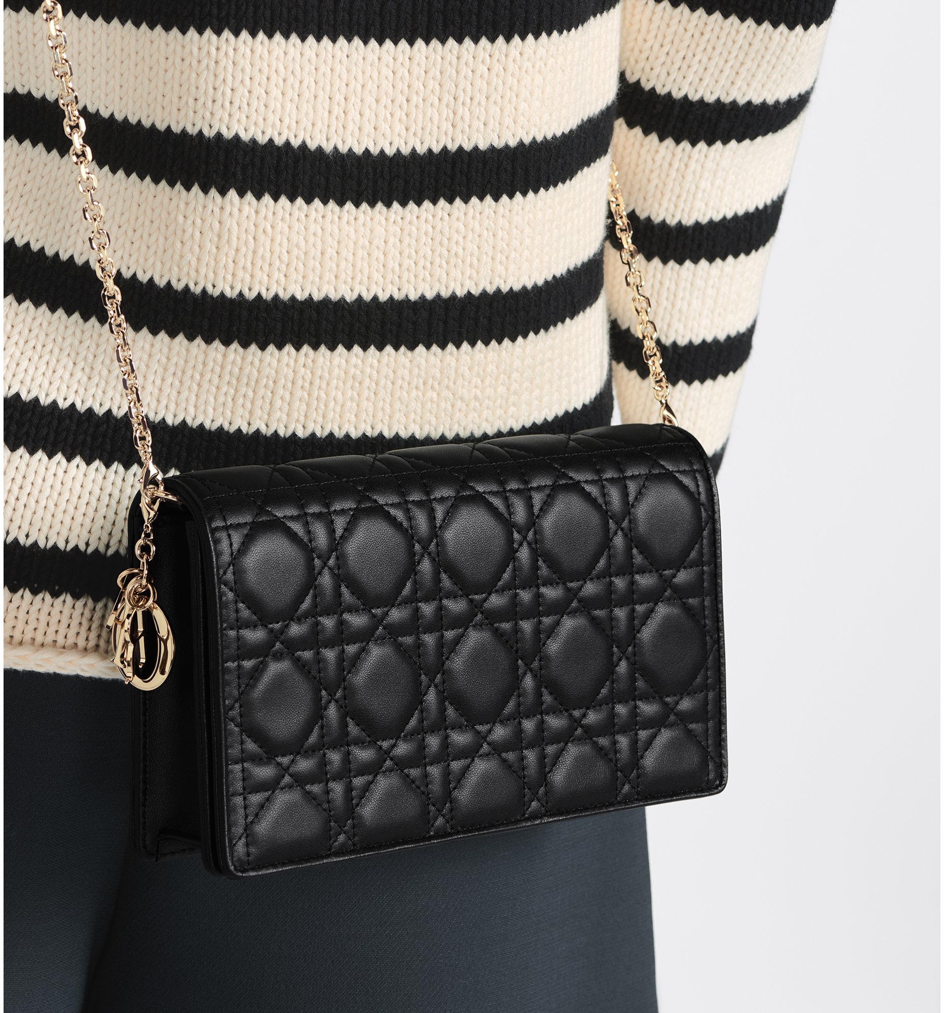 Lady Dior Pouch with Chain Black Cannage Lambskin DIOR