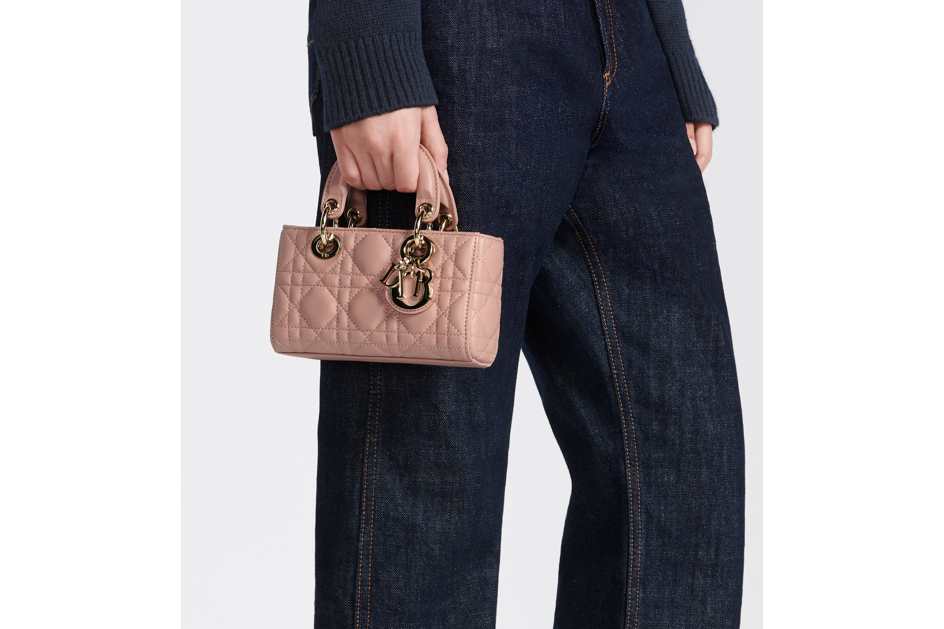 Look Lady D-Joy Micro Bag Rose des Vents Cannage Lambskin E14