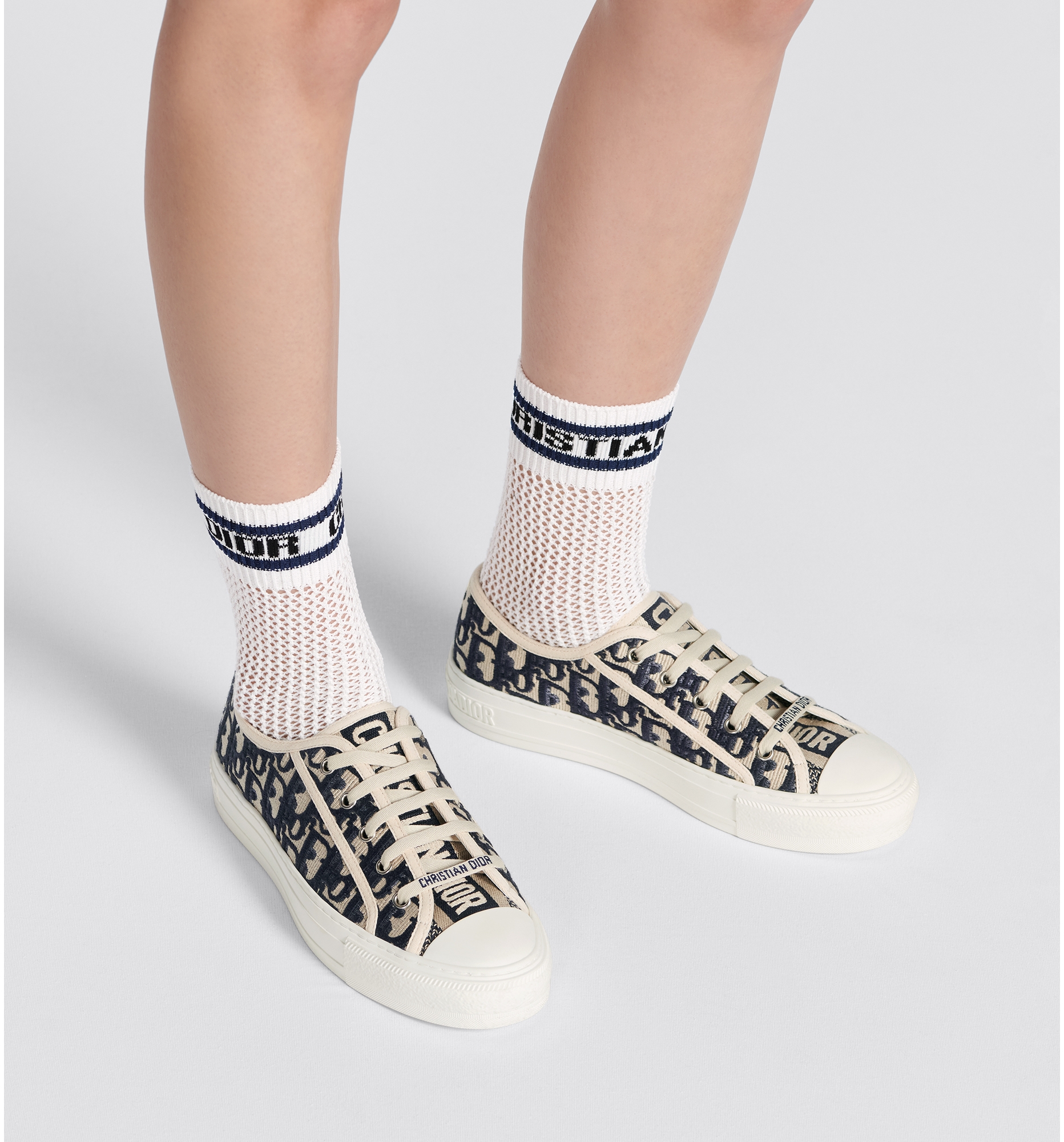 Dior Sporty Socks White and Navy Blue Cotton DIOR