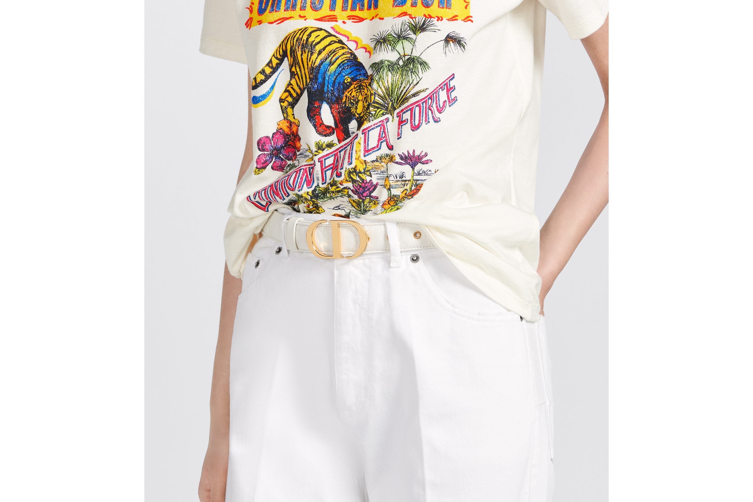 Look 30 Montaigne Belt Latte Cannage Calfskin, 30 MM E13