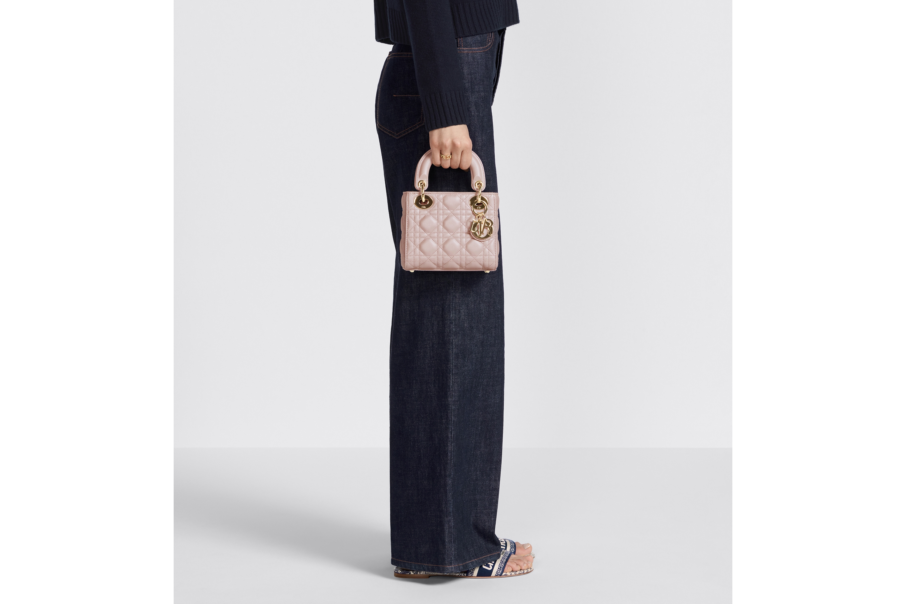 Look Mini Lady Dior Bag Powder Pink Cannage Lambskin E15