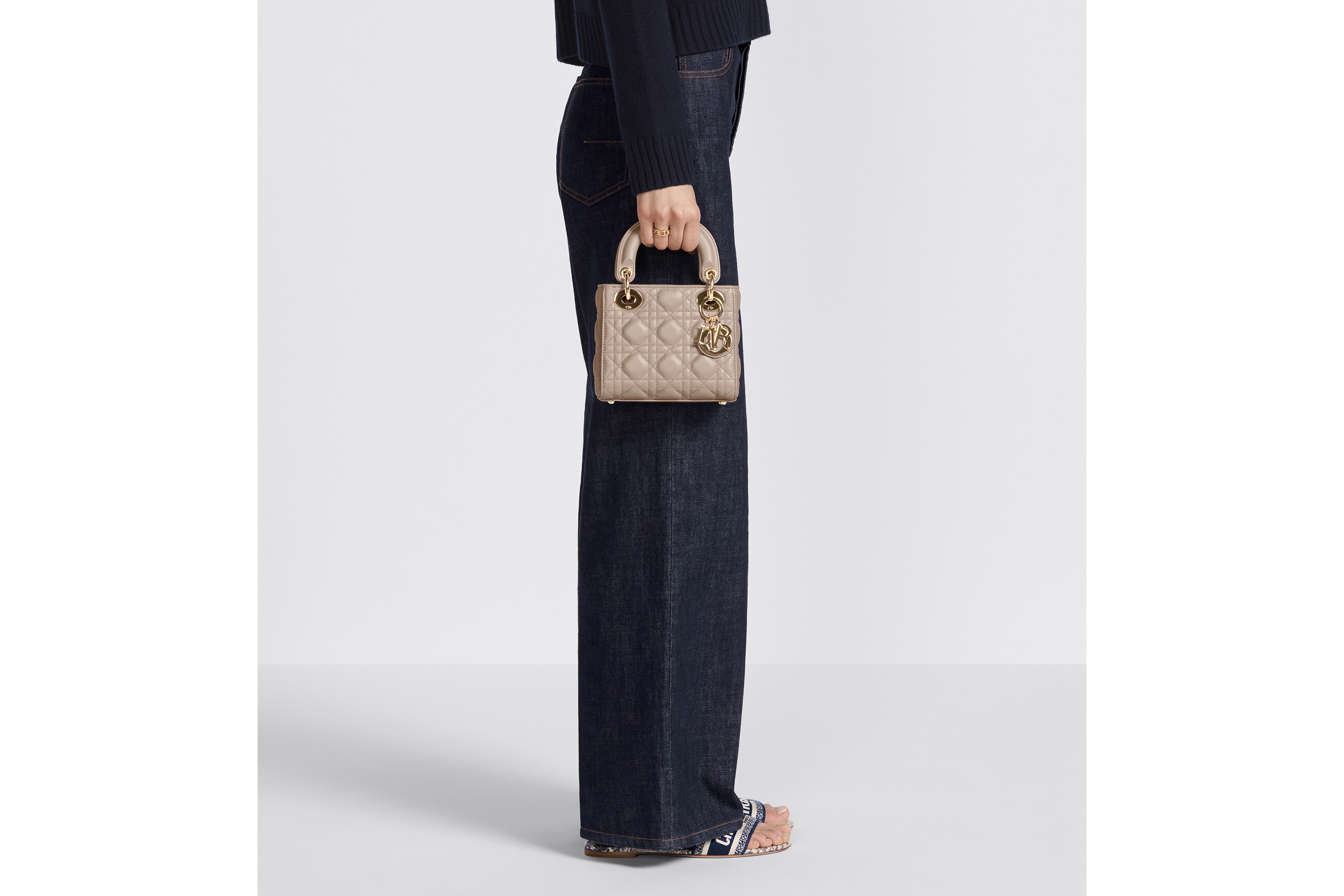 Look Mini Lady Dior Bag Powder Beige Cannage Lambskin E15