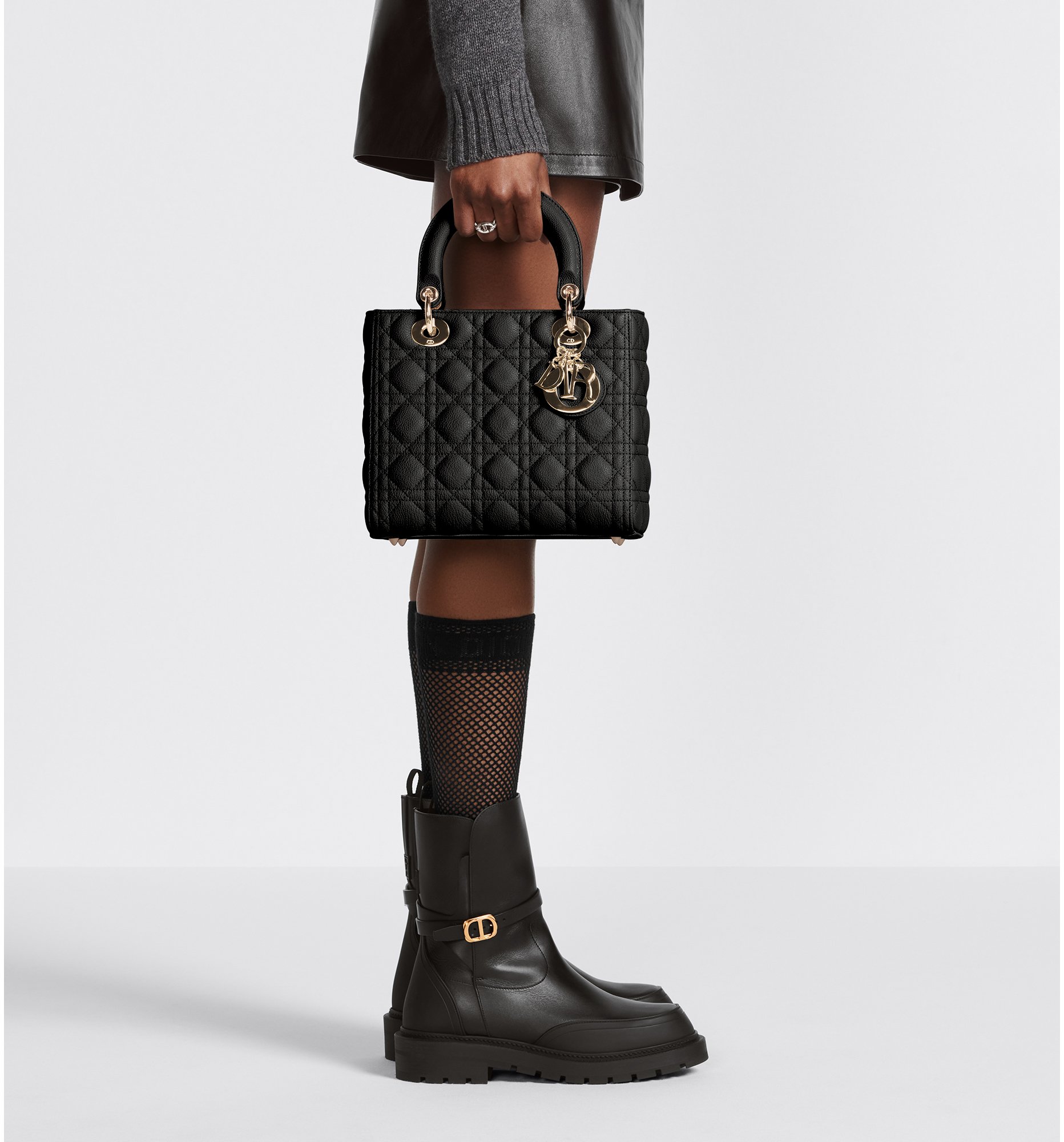 Medium Lady Dior Bag Black Cannage Lambskin DIOR