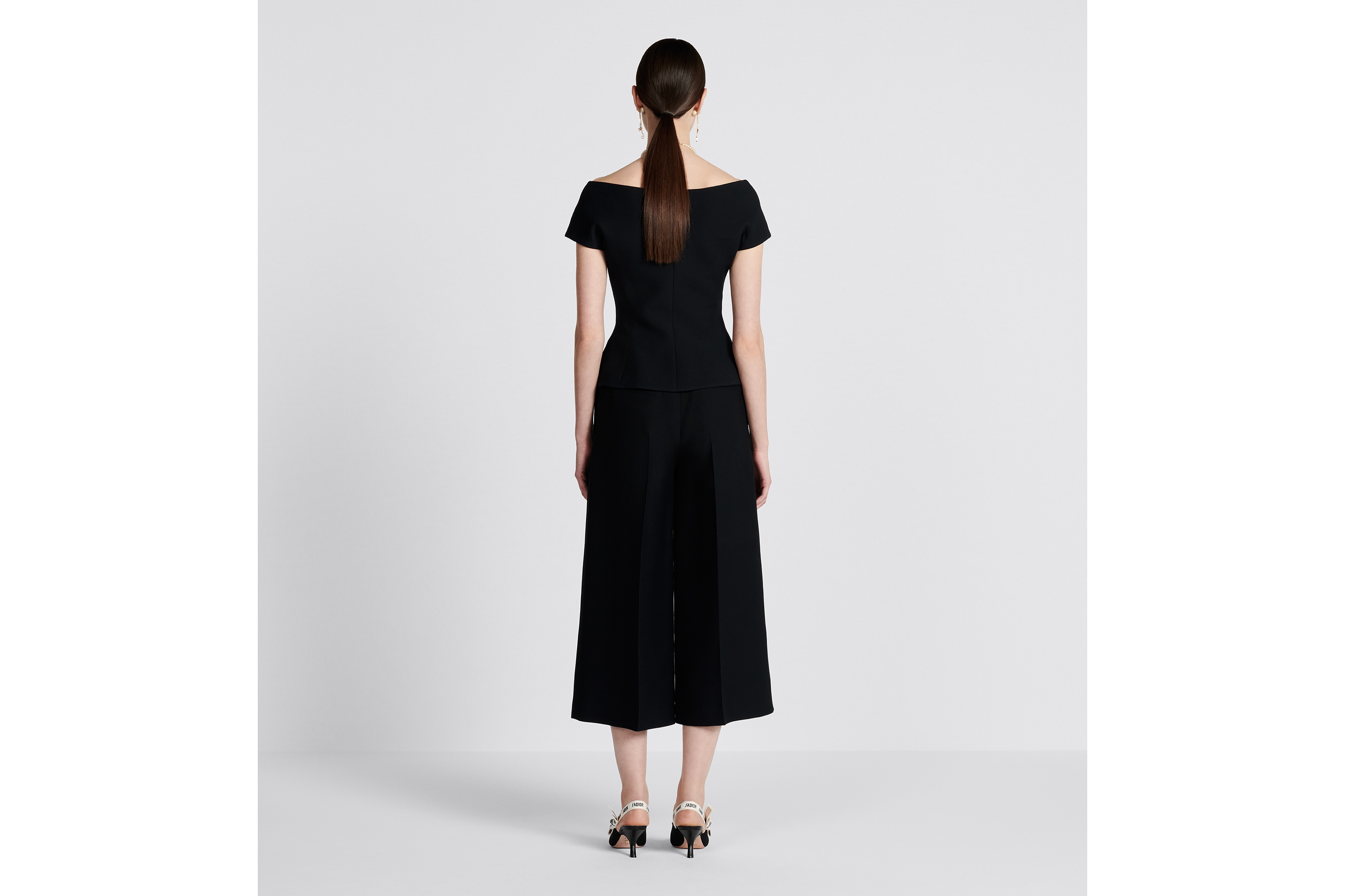 Look Cropped Pants Black Wool and Silk E03