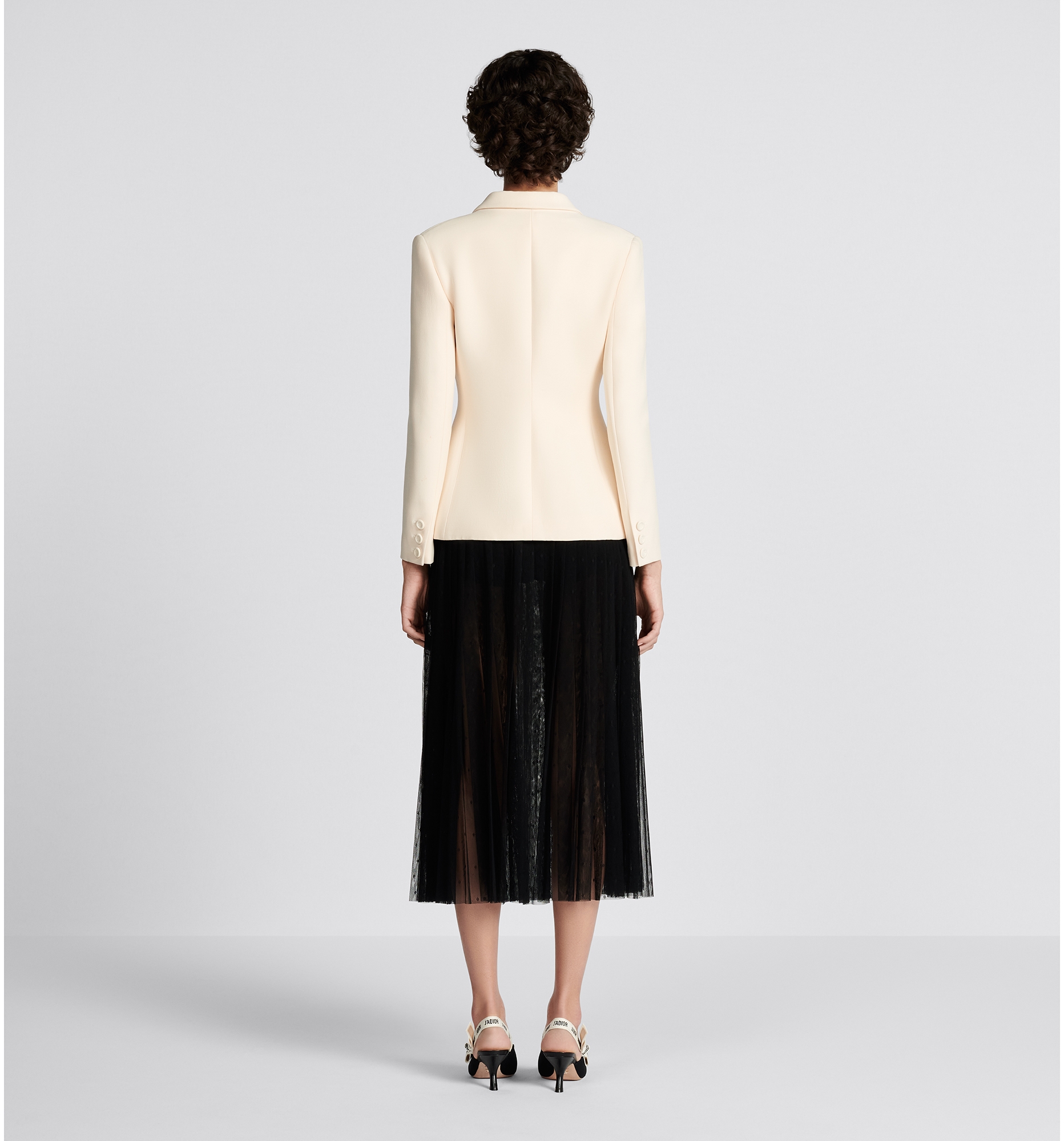 Pleated Mid Length Skirt Black Plumetis Tulle DIOR