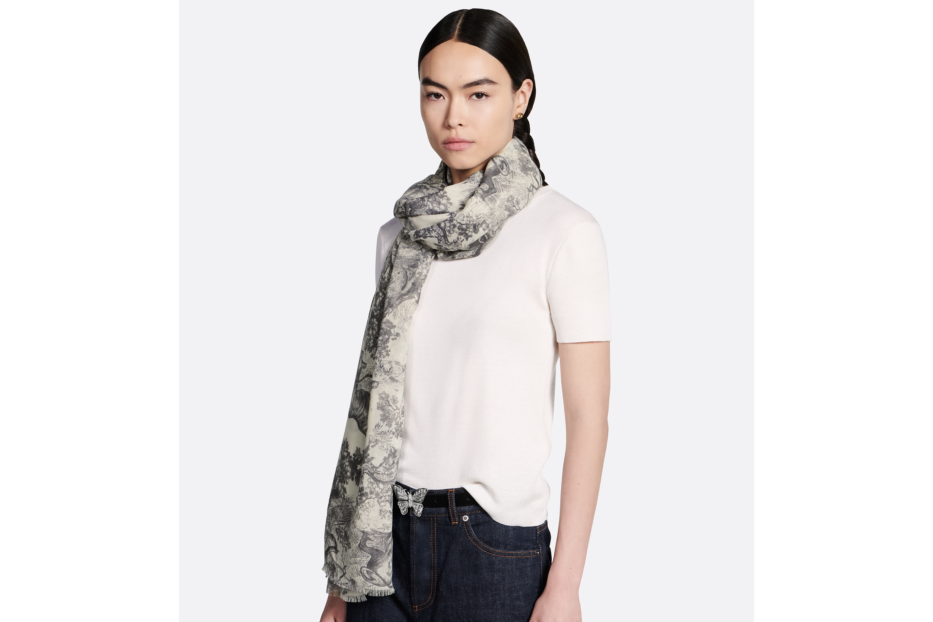 look_image_alt_prefix Toile de Jouy Sauvage Stola Kaschmir in Elfenbeinfarbe und Grau E04