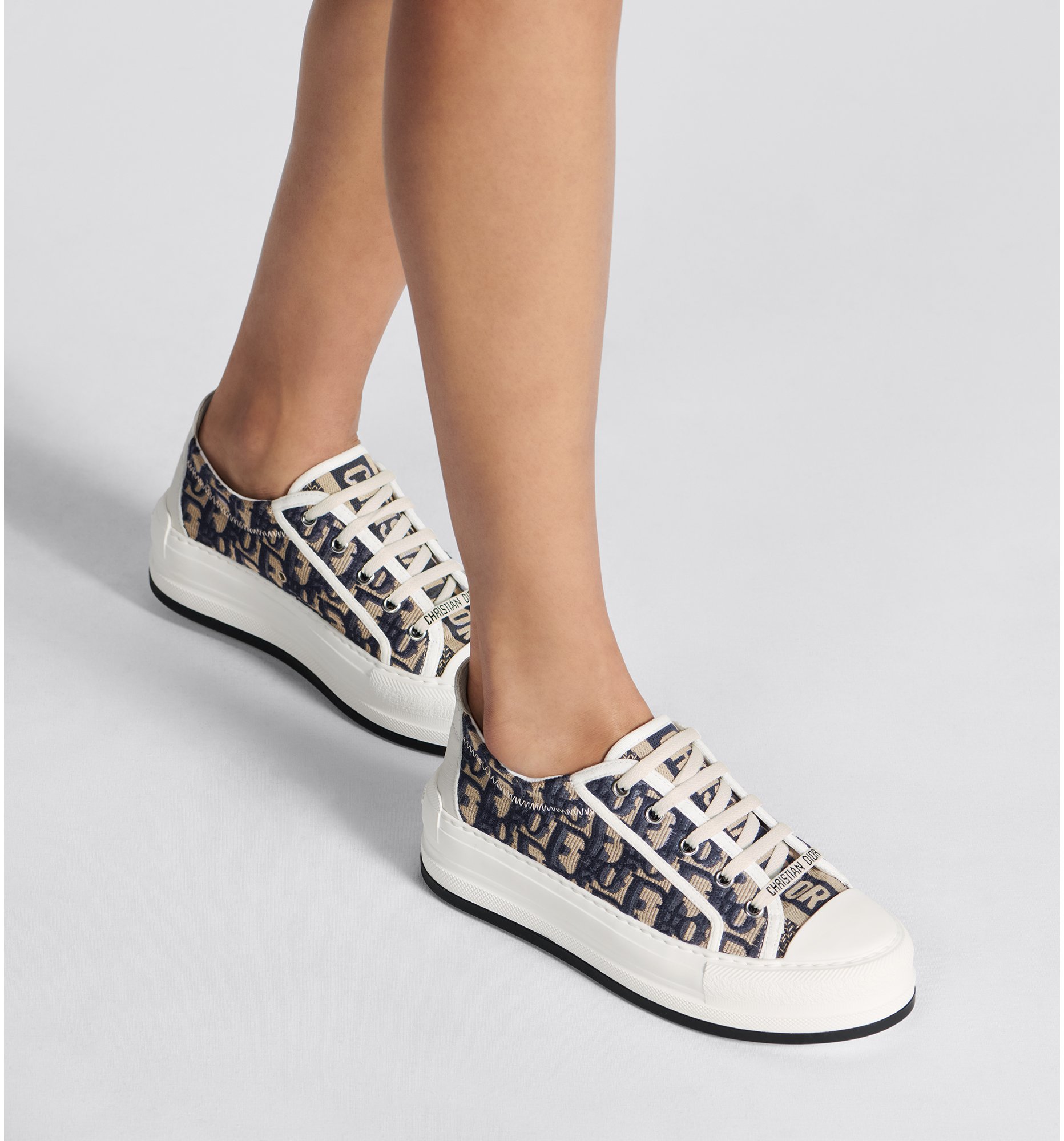 Walk n Dior Platform Sneaker Deep Blue Dior Oblique Embroidered Cotton DIOR