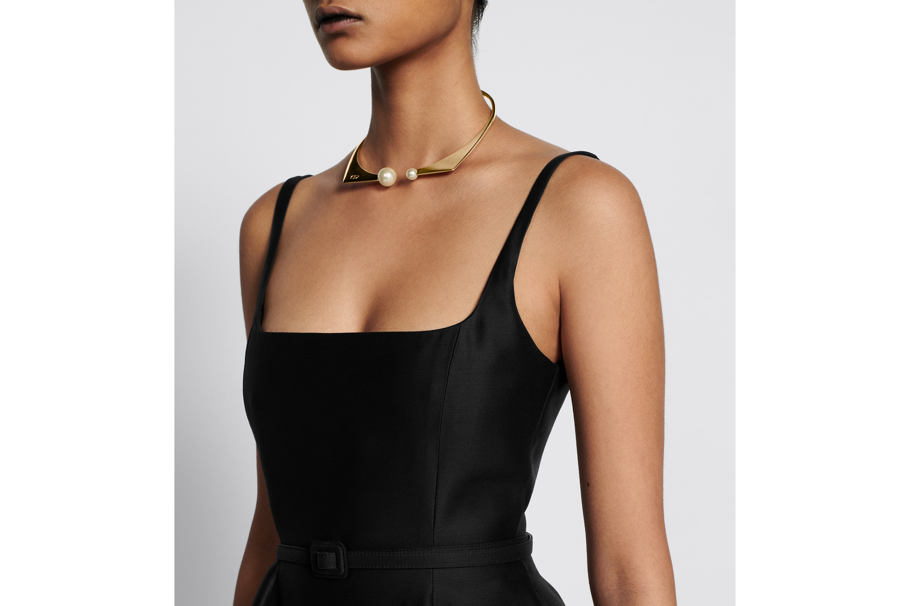 Look Flared Mid-Length Dress Black Wool and Silk Shantung E13