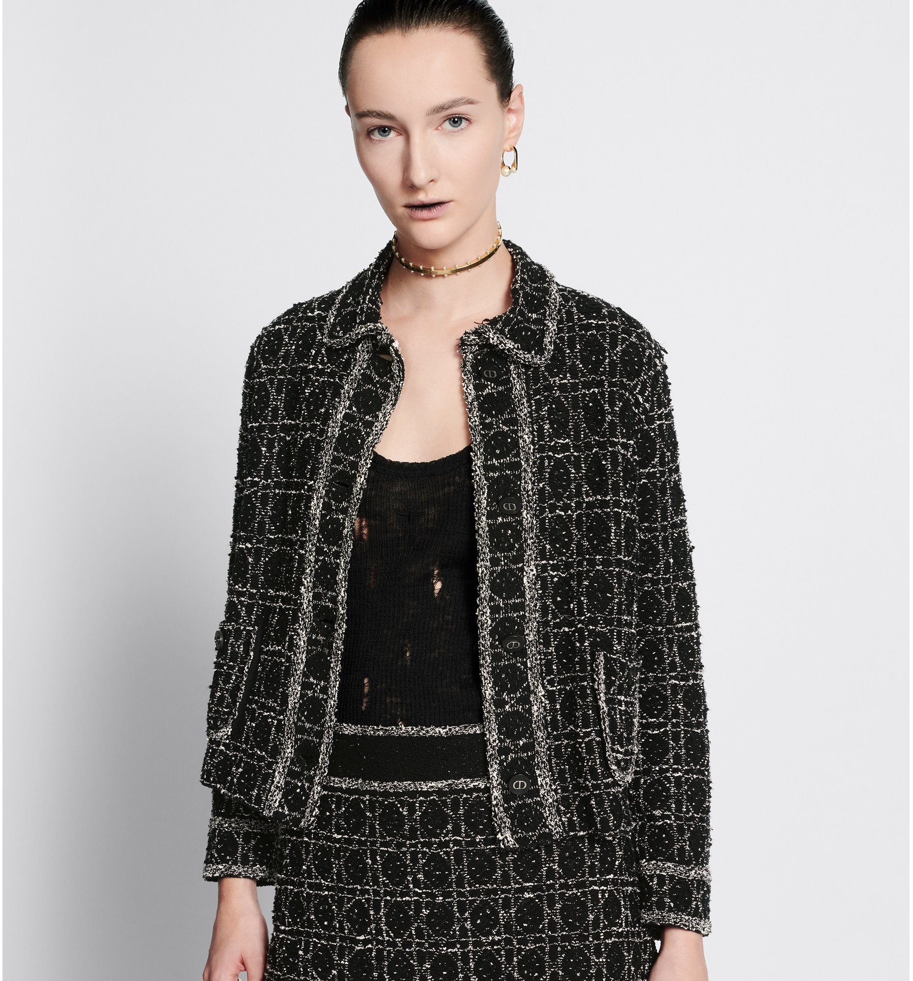 aria_look Macrocannage Jacket Three quarter opened view