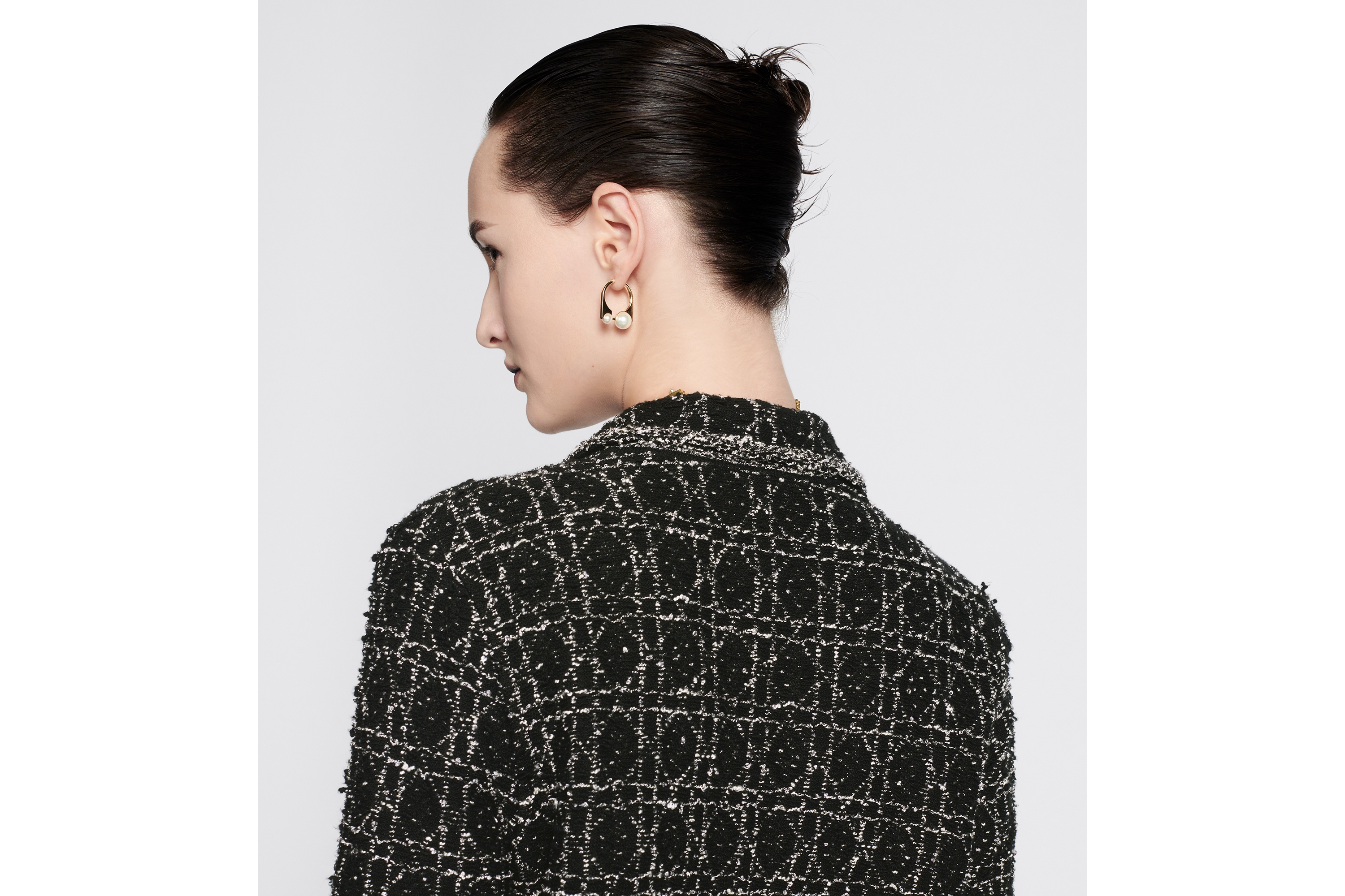 Look Veste Macrocannage Tweed de coton technique noir et blanc E09