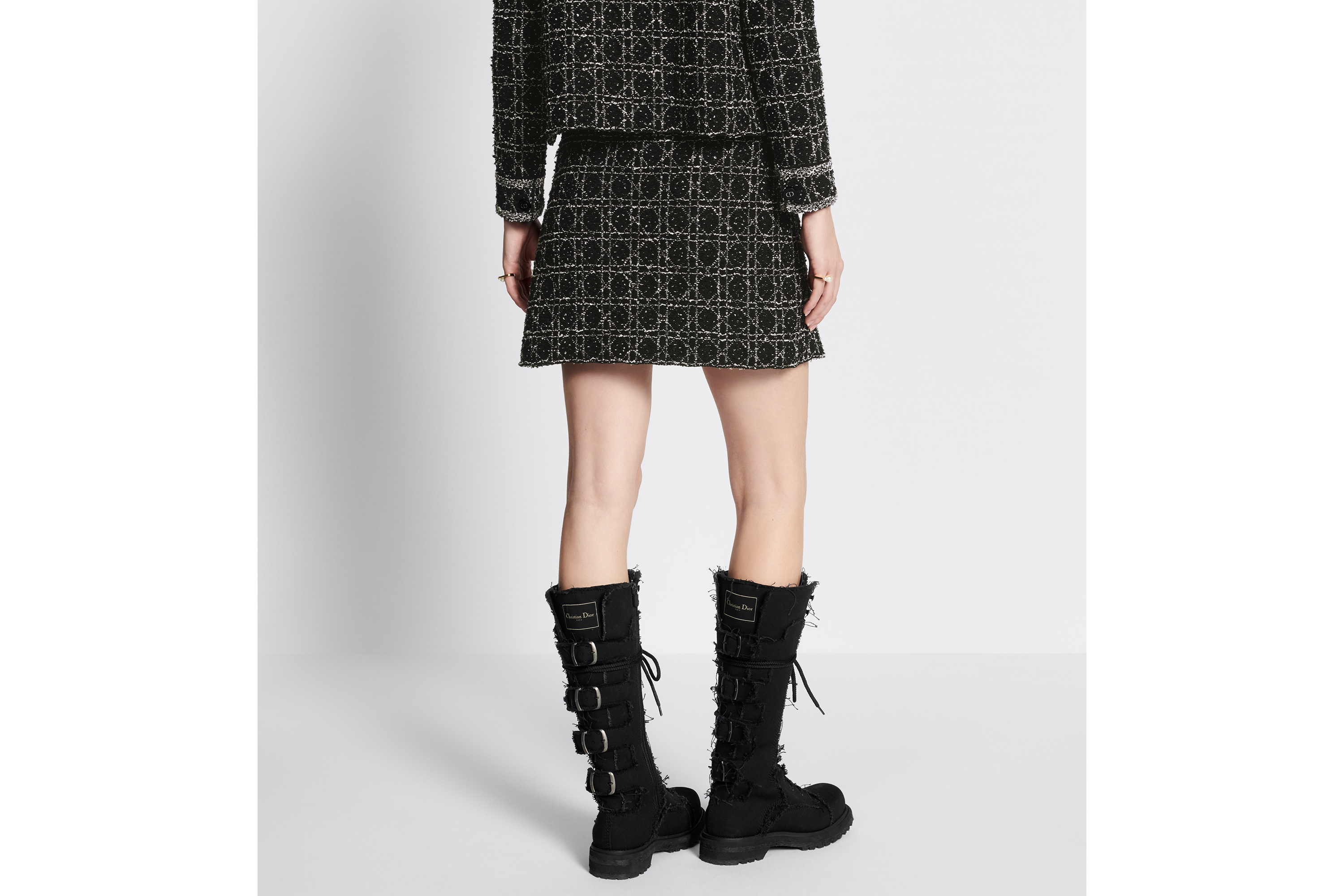Macrocannage Flared Miniskirt