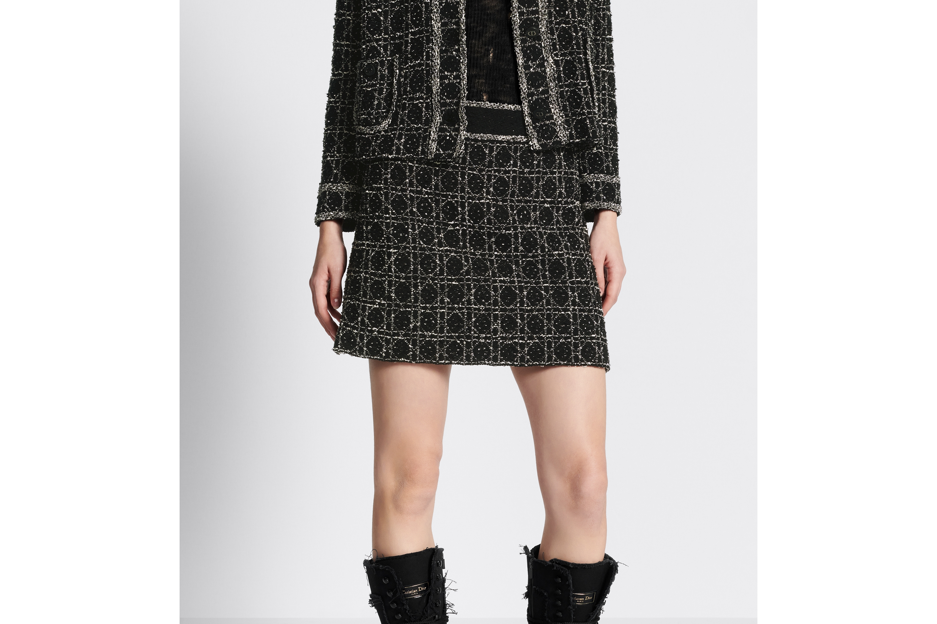 Macrocannage Flared Miniskirt
