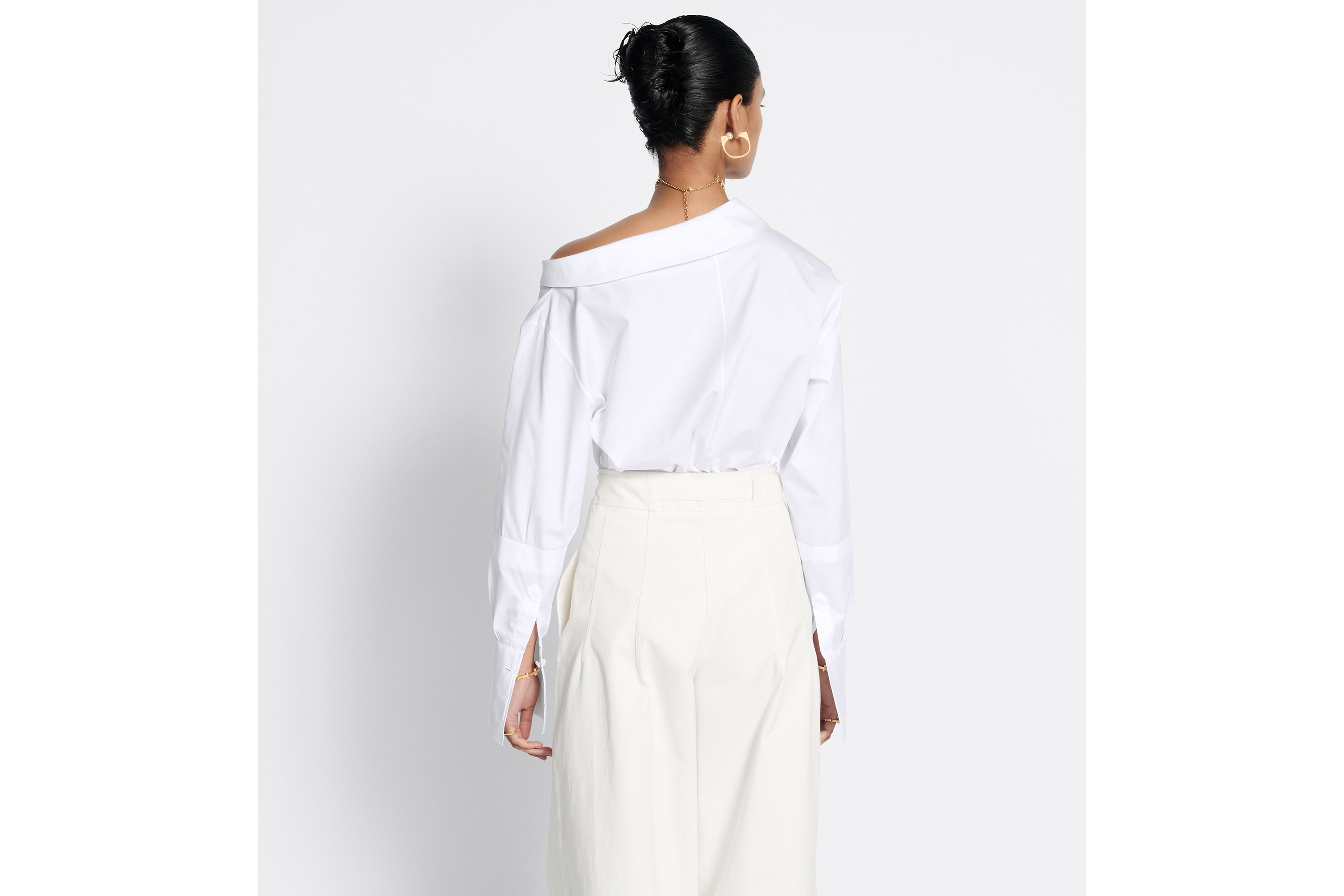 look_image_alt_prefix Asymmetrisches Hemd Baumwollpopelin in Weiß E06