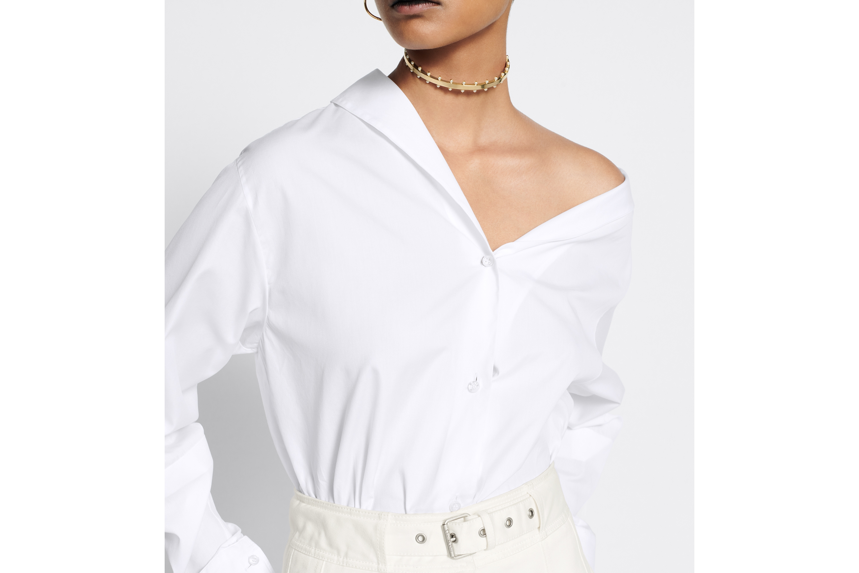 look_image_alt_prefix Asymmetrisches Hemd Baumwollpopelin in Weiß E12