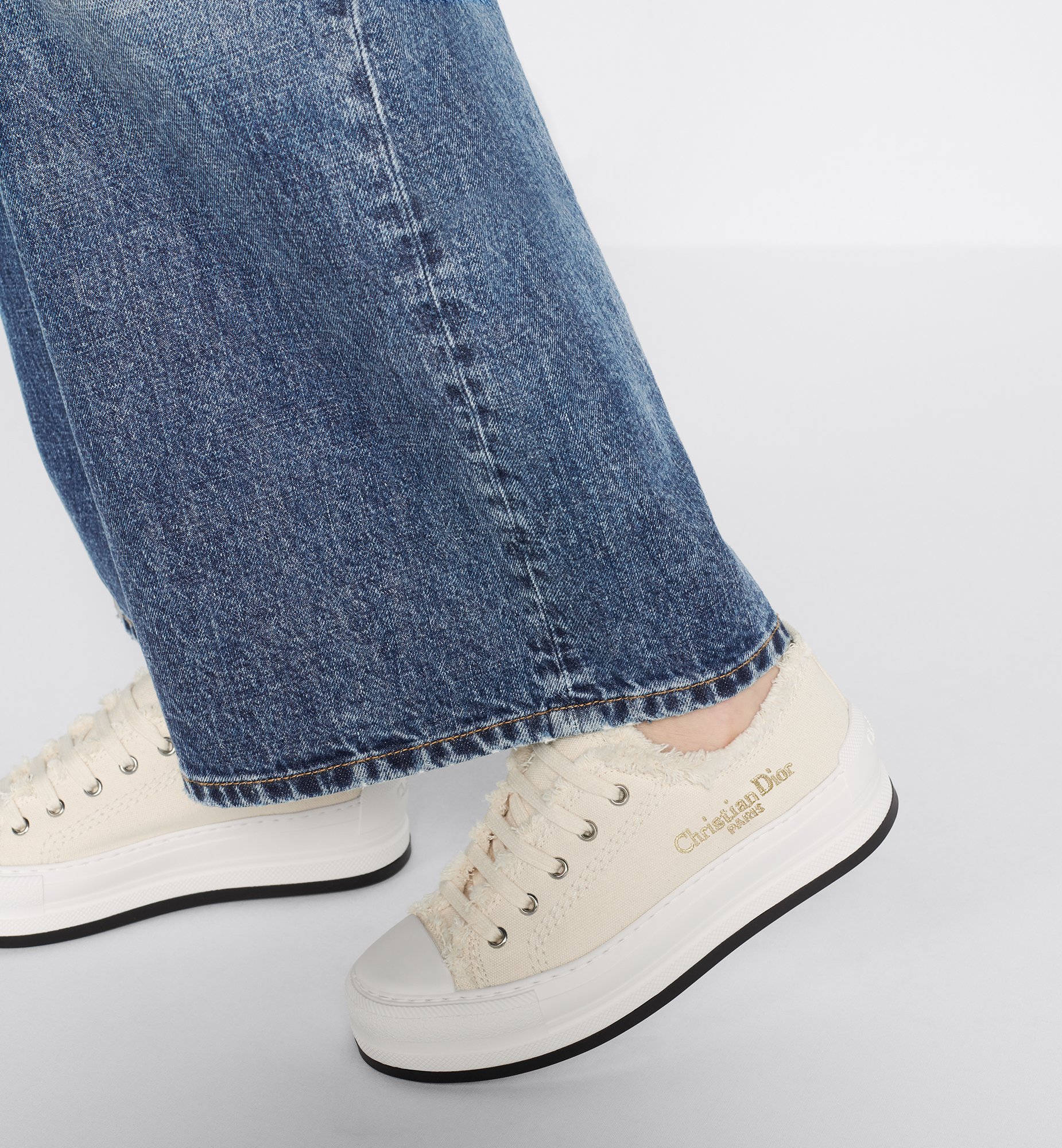 Walk'n'Dior Platform Sneaker Ecru Fringed and Embroidered Walk'n'Dior Platform Sneaker Ecru Fringed and Embroidered