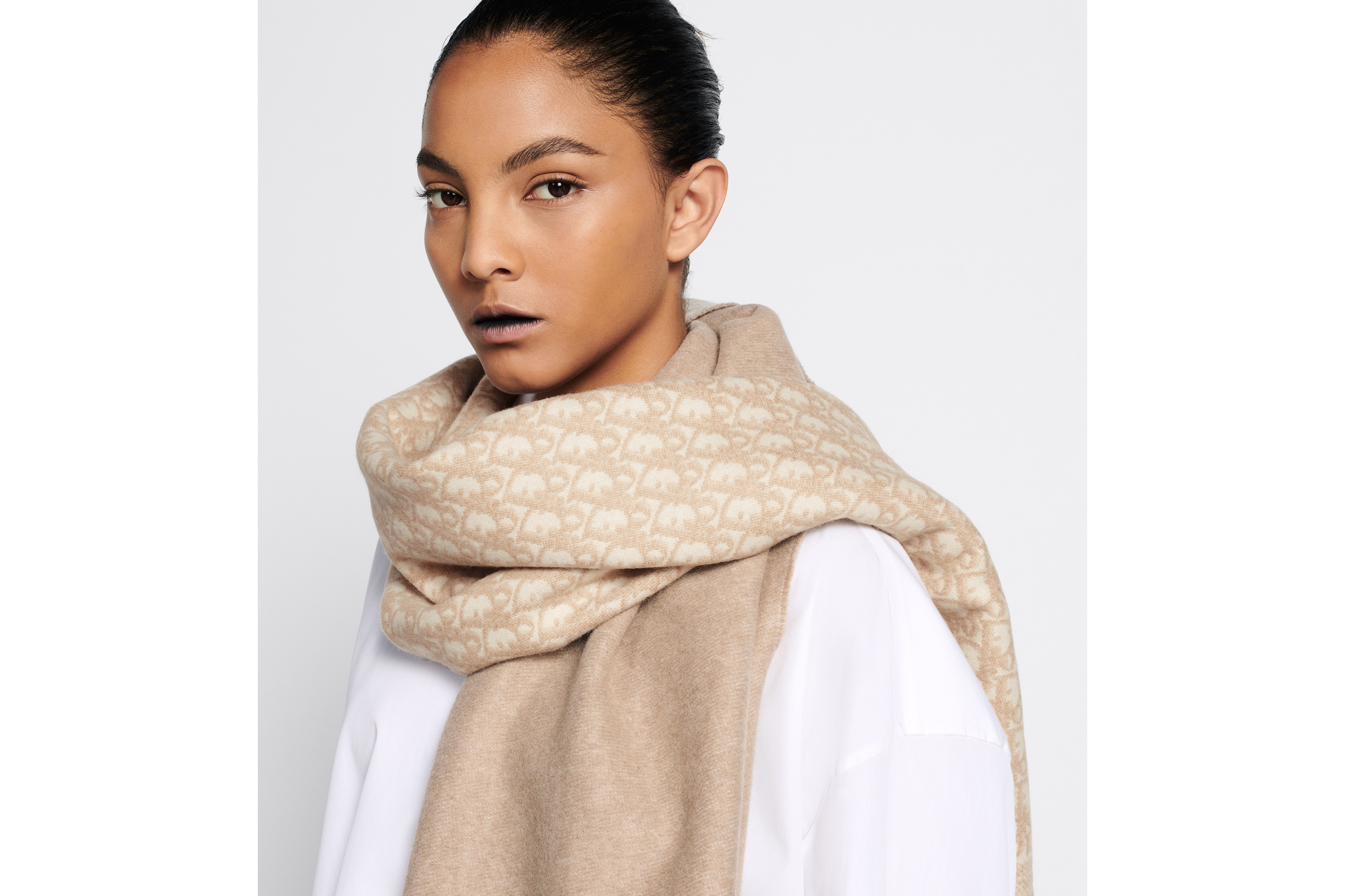 look_image_alt_prefix Dior Oblique-sjaal Ecru en beige kasjmier E08