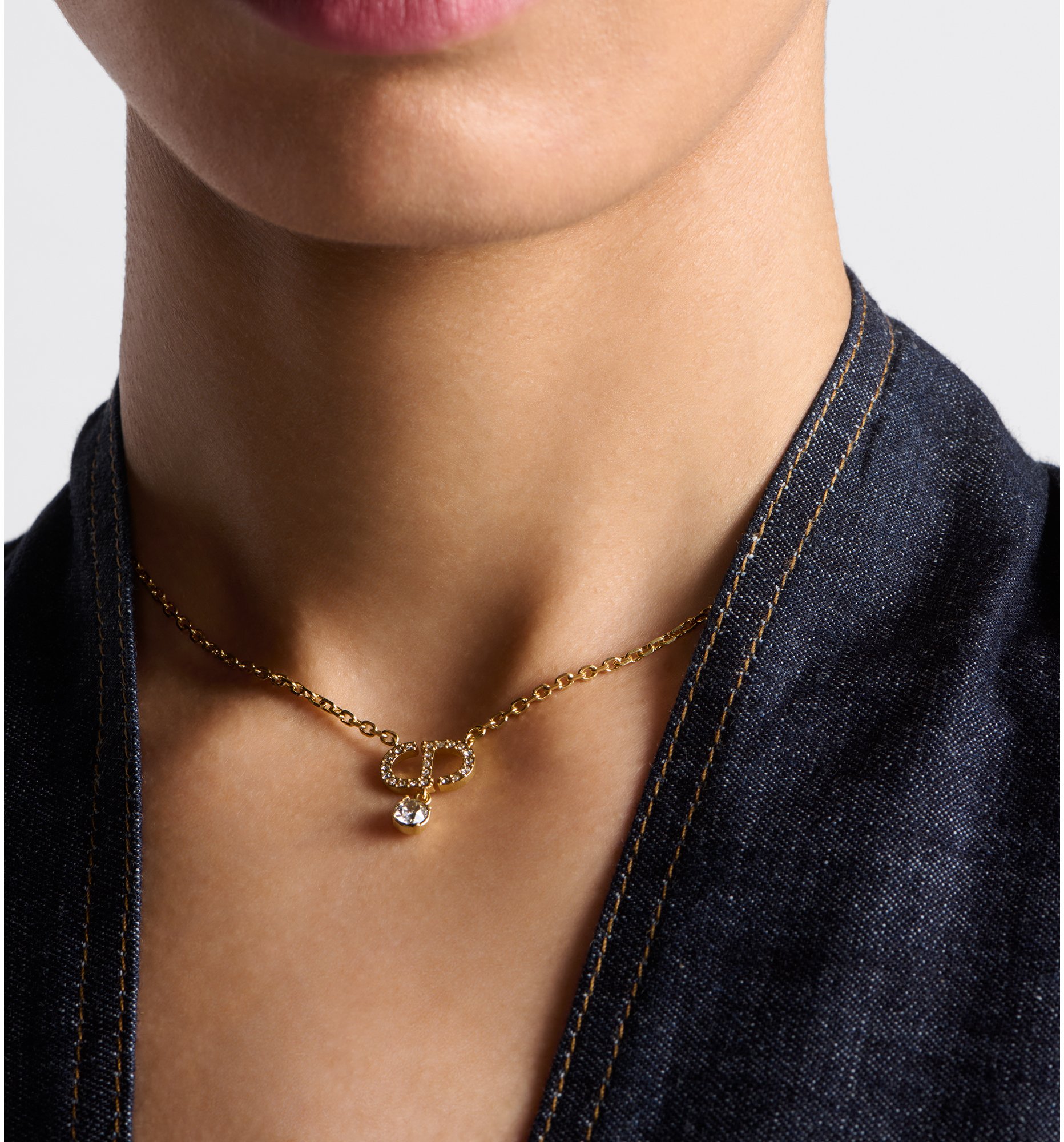 aria_look Petit CD Necklace Worn view cropped